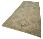 Vintage Cotton Wool Rug – Handmade Area Rug 5'0'' x 12'10'' Beige Wool Cotton Carpet