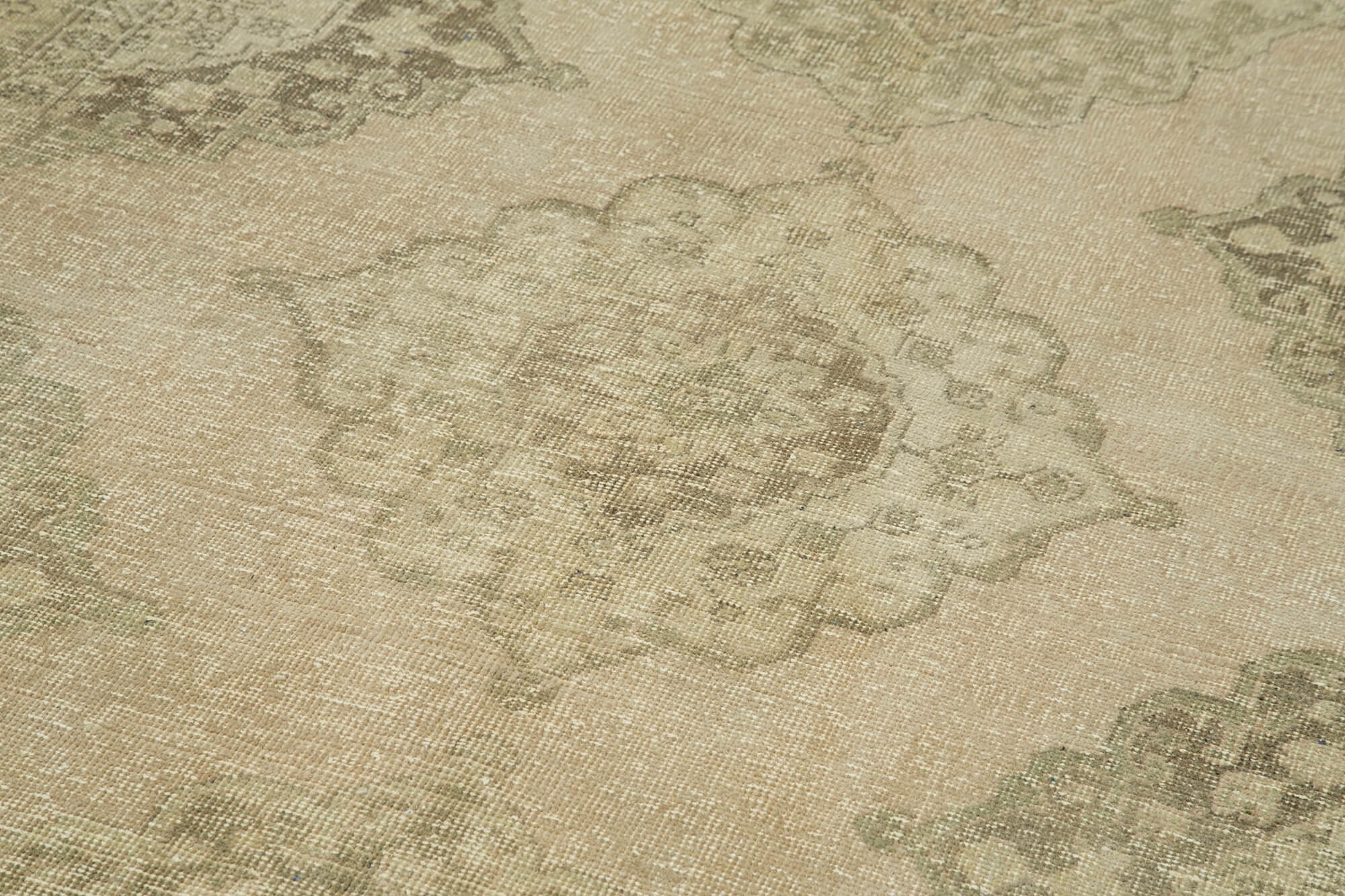 Vintage Cotton Wool Rug – Handmade Area Rug 5'0'' x 12'10'' Beige Wool Cotton Carpet