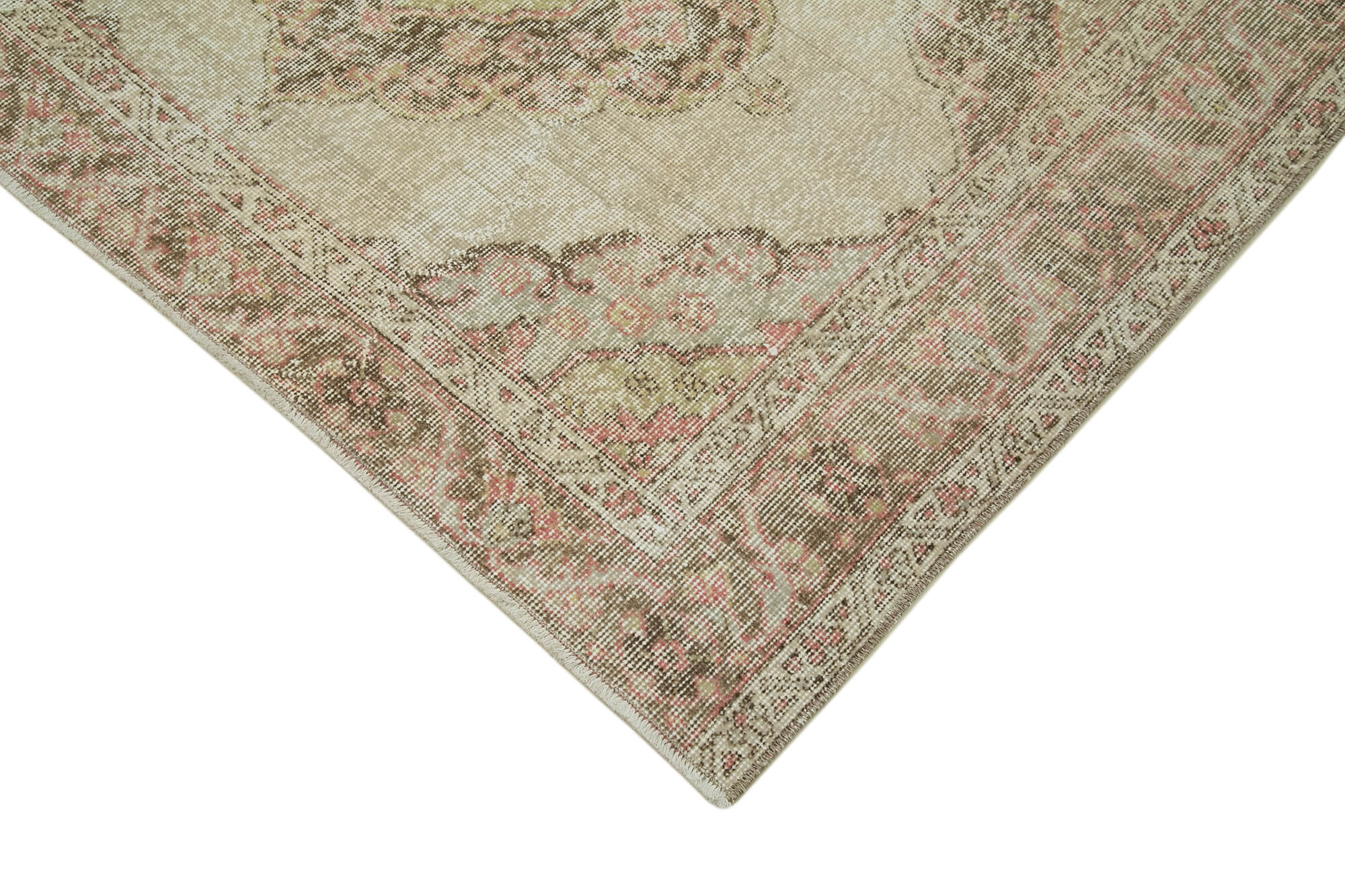 Handmade Vintage Area Rug - Zile Beige Wool Cotton Blend Soft Vintage Carpet 4'9"x12'