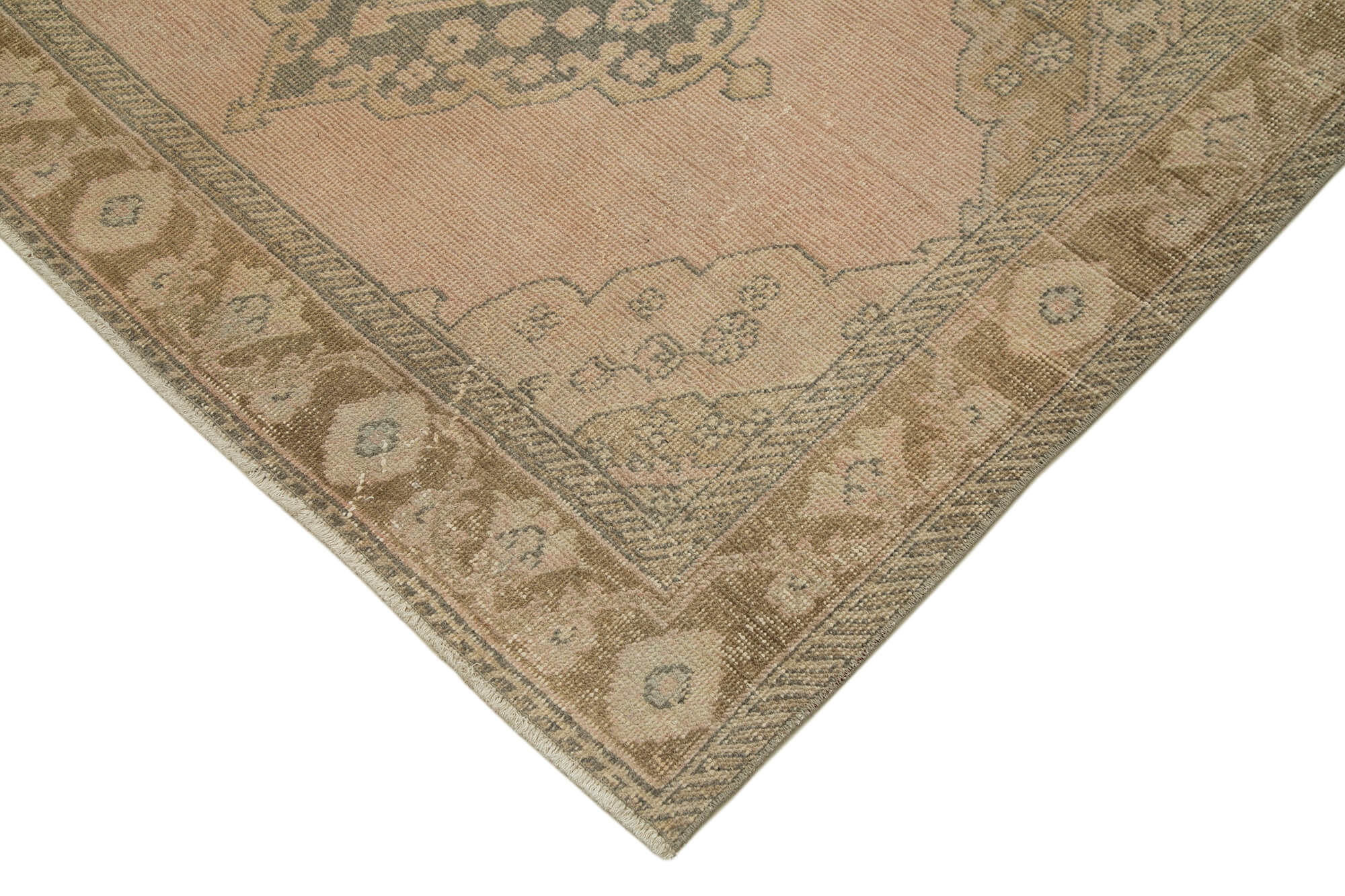 Handmade Wool Area Rug – Beige Wool Carpet | Vintage Cotton Rug 4'7'' x 12'10''