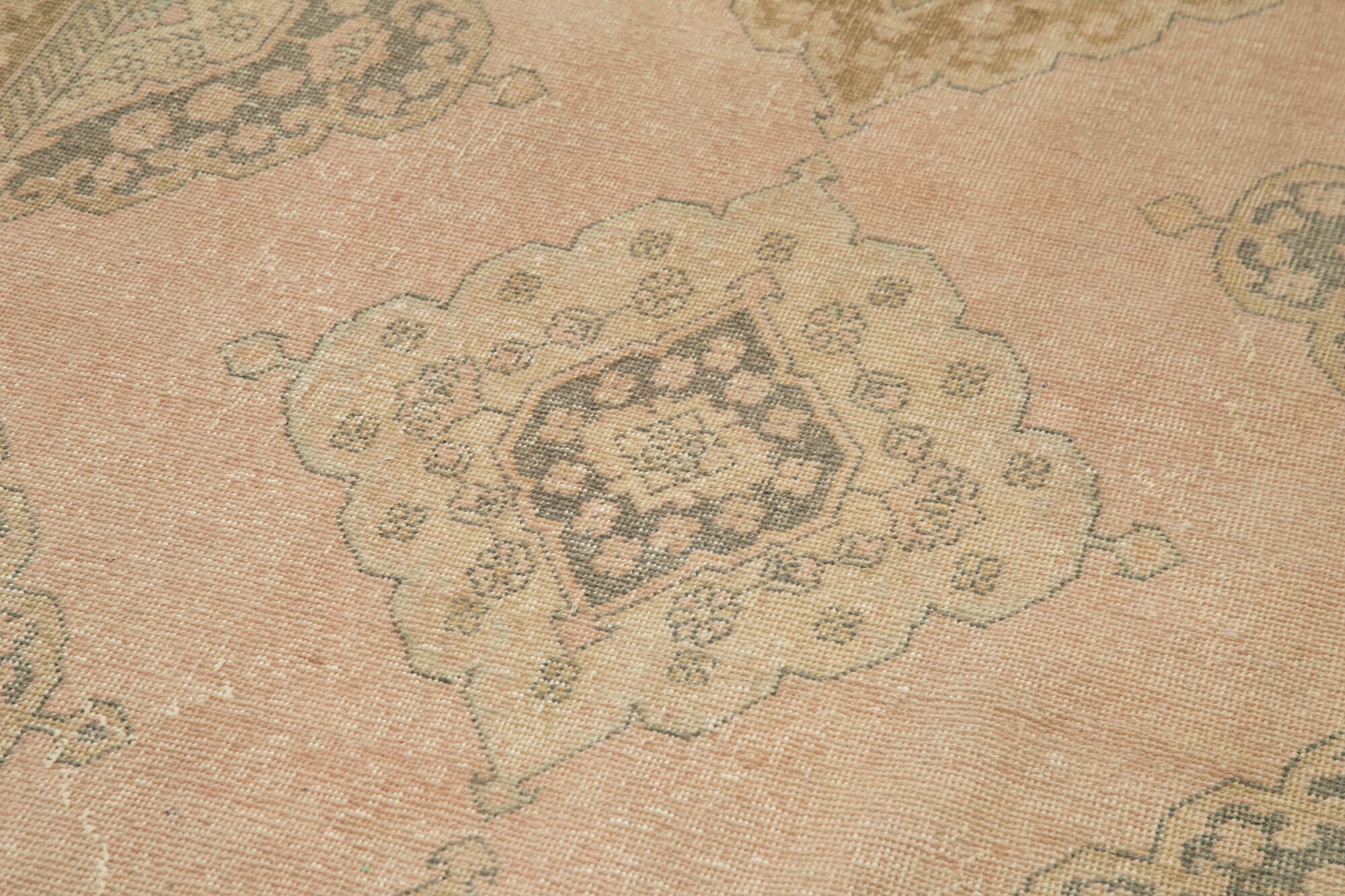 Handmade Wool Area Rug – Beige Wool Carpet | Vintage Cotton Rug 4'7'' x 12'10''