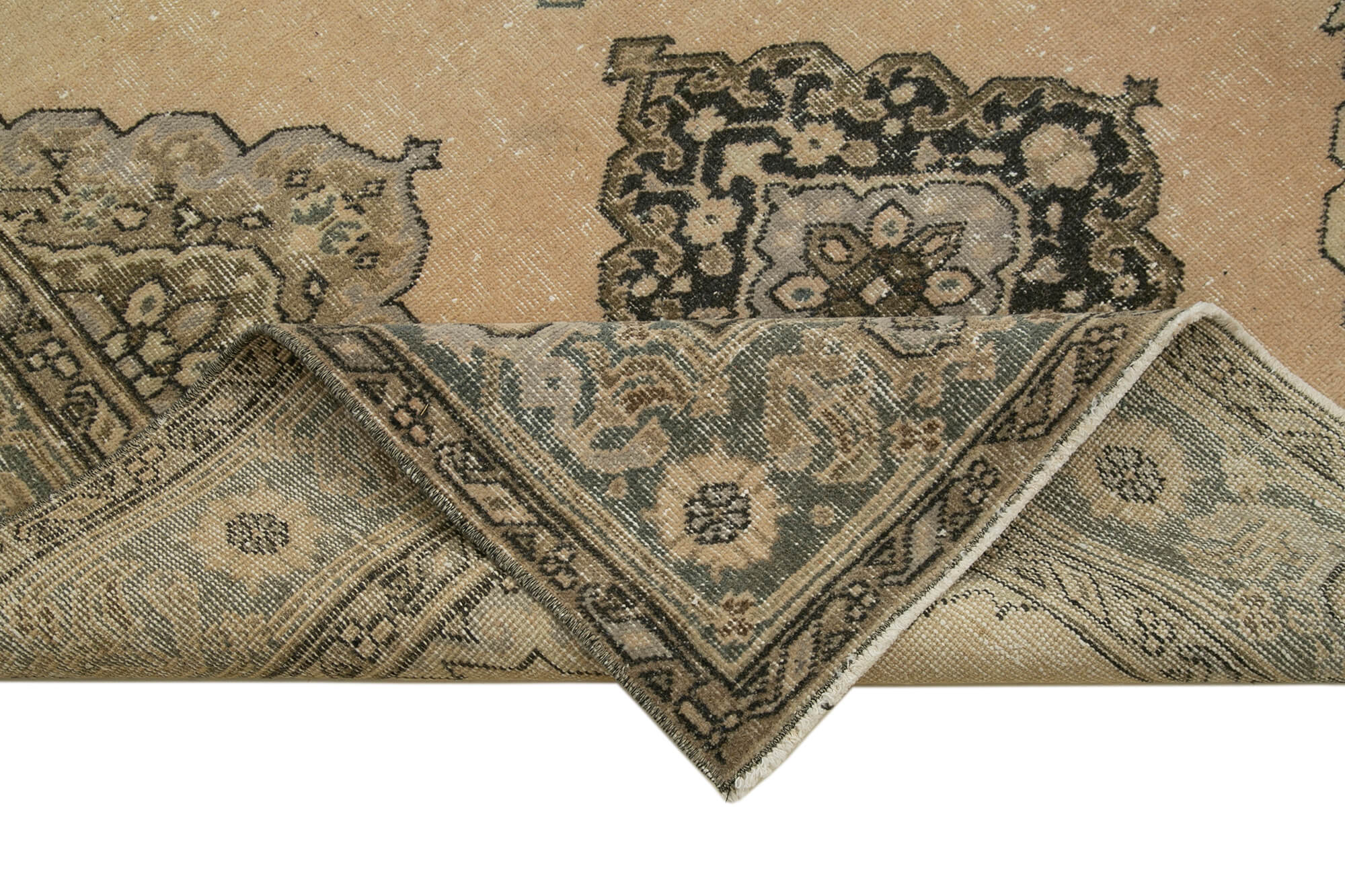 Handmade Vintage Area Rug – Zile Beige Cotton Wool Blend 4'9'' x 12'0'' Soft Texture Rug