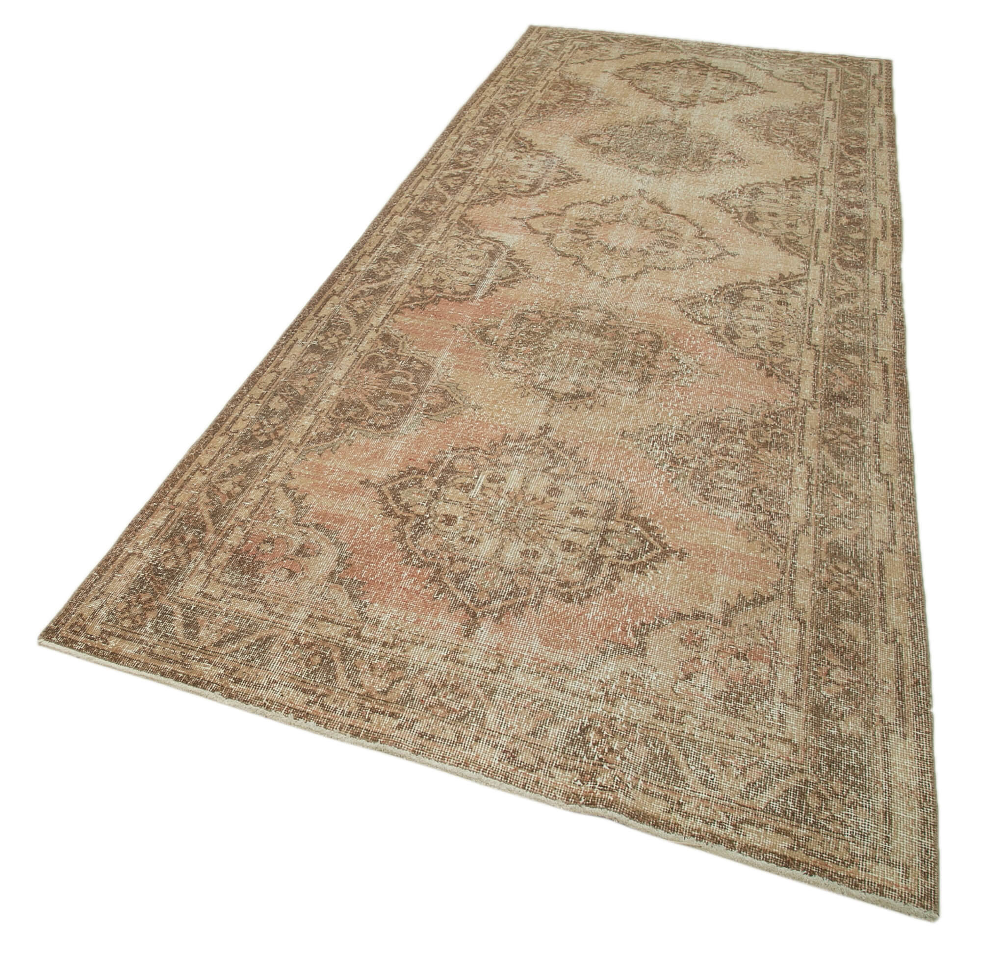 Handmade Wool Area Rug – Vintage Cotton Rug Beige 4'9'' x 12'4'' Durable Cotton Weave