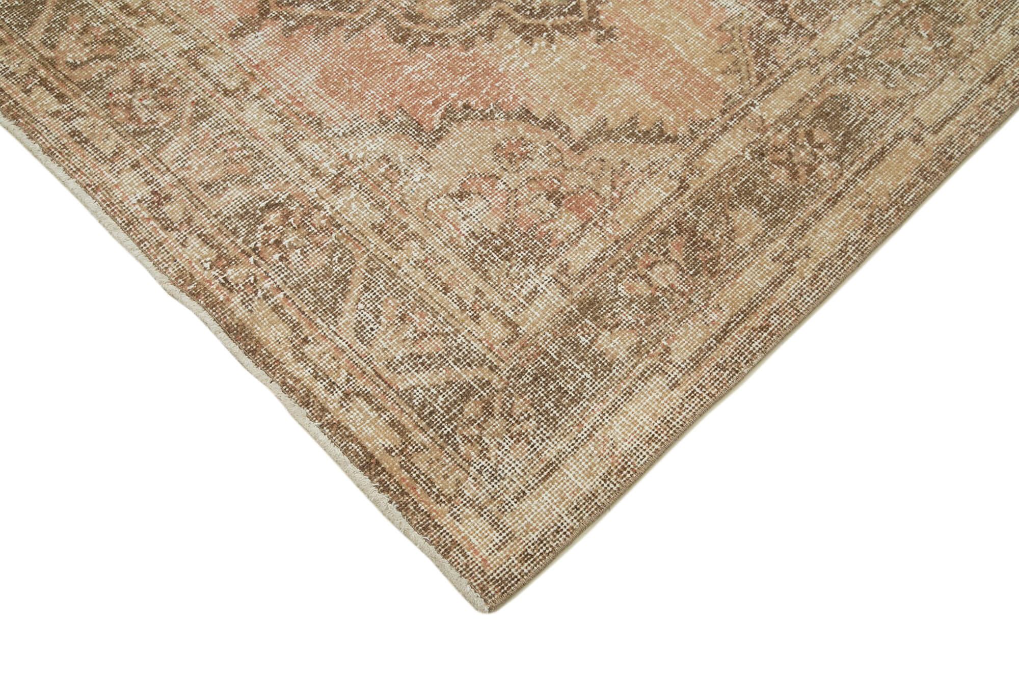 Handmade Wool Area Rug – Vintage Cotton Rug Beige 4'9'' x 12'4'' Durable Cotton Weave