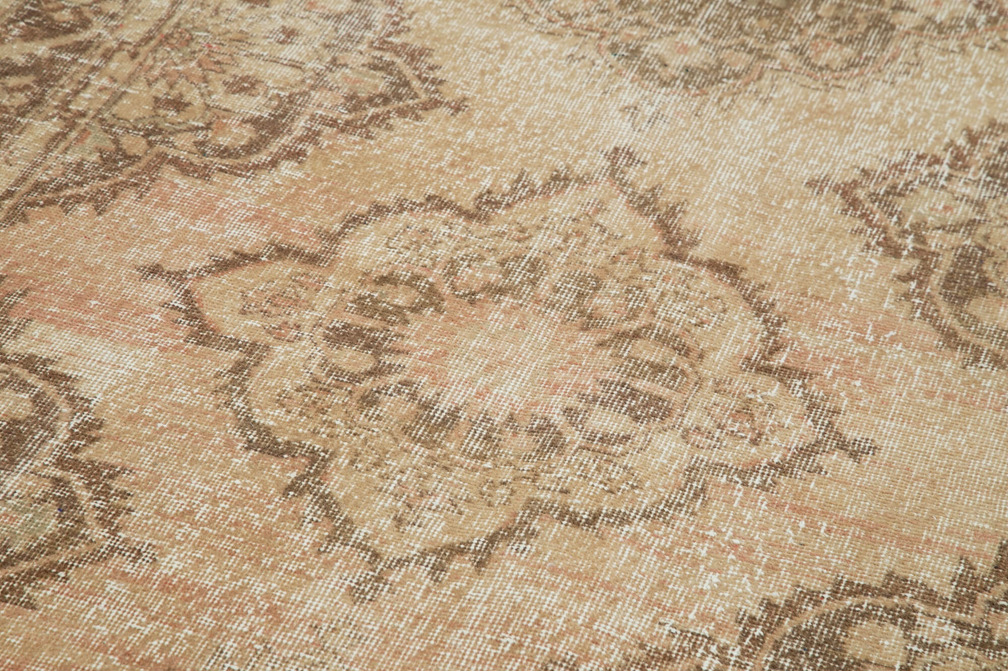 Handmade Wool Area Rug – Vintage Cotton Rug Beige 4'9'' x 12'4'' Durable Cotton Weave