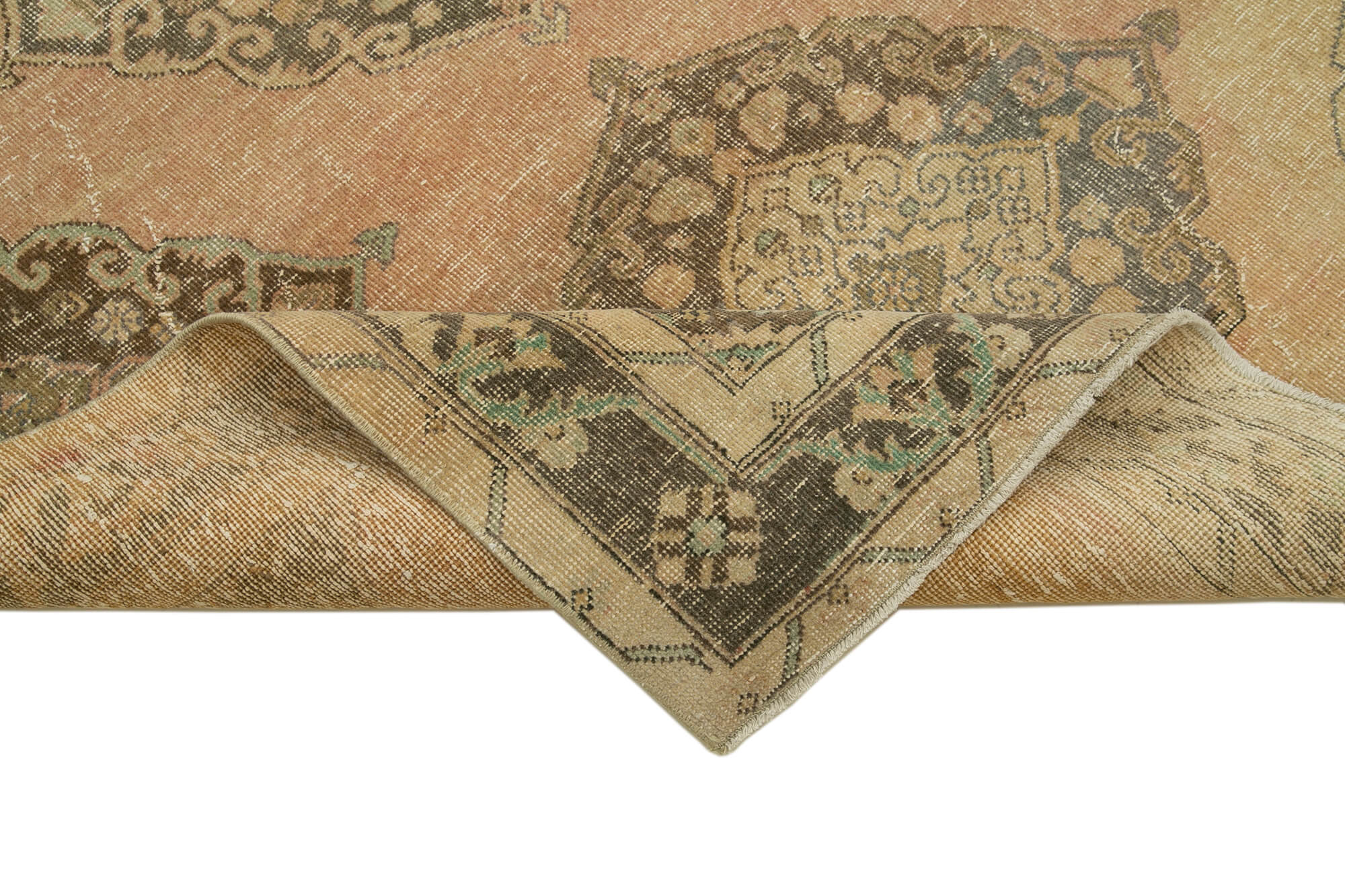 Vintage Cotton Wool Rug - Handmade Area Rug 4'9''x12'10'' Beige Wool Carpet