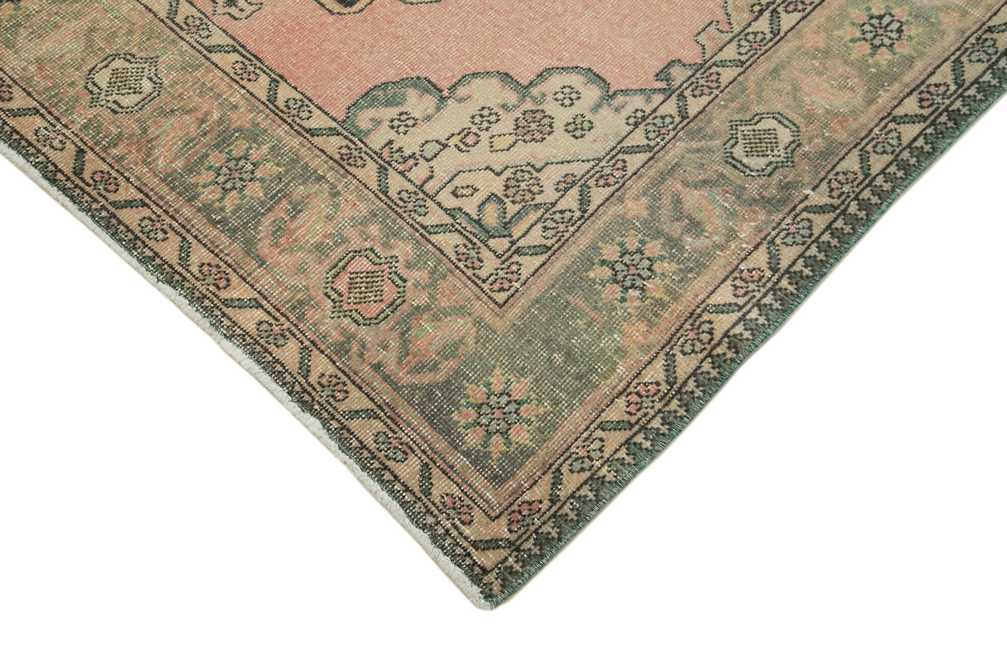 Handmade Vintage Area Rug - Beige Wool Carpet, Turkish Hand Knotted Cotton Blend 4'7''x12'8''