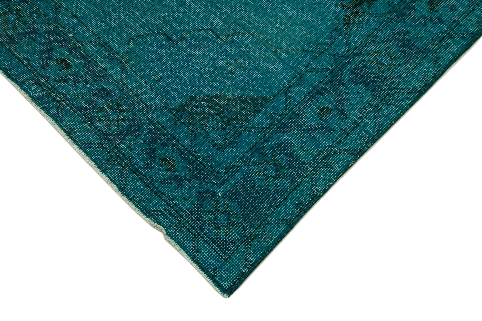 Vintage Wool Area Rug - Handmade Turquoise Cotton Rug 4'8'' x 12'10'' Classic Home Decor