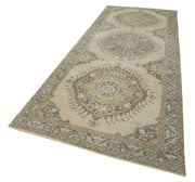 Vintage Handmade Area Rug – Beige Cotton Wool Carpet | Turkish Traditional Hand Knotted Rug 4'8''x12'5''