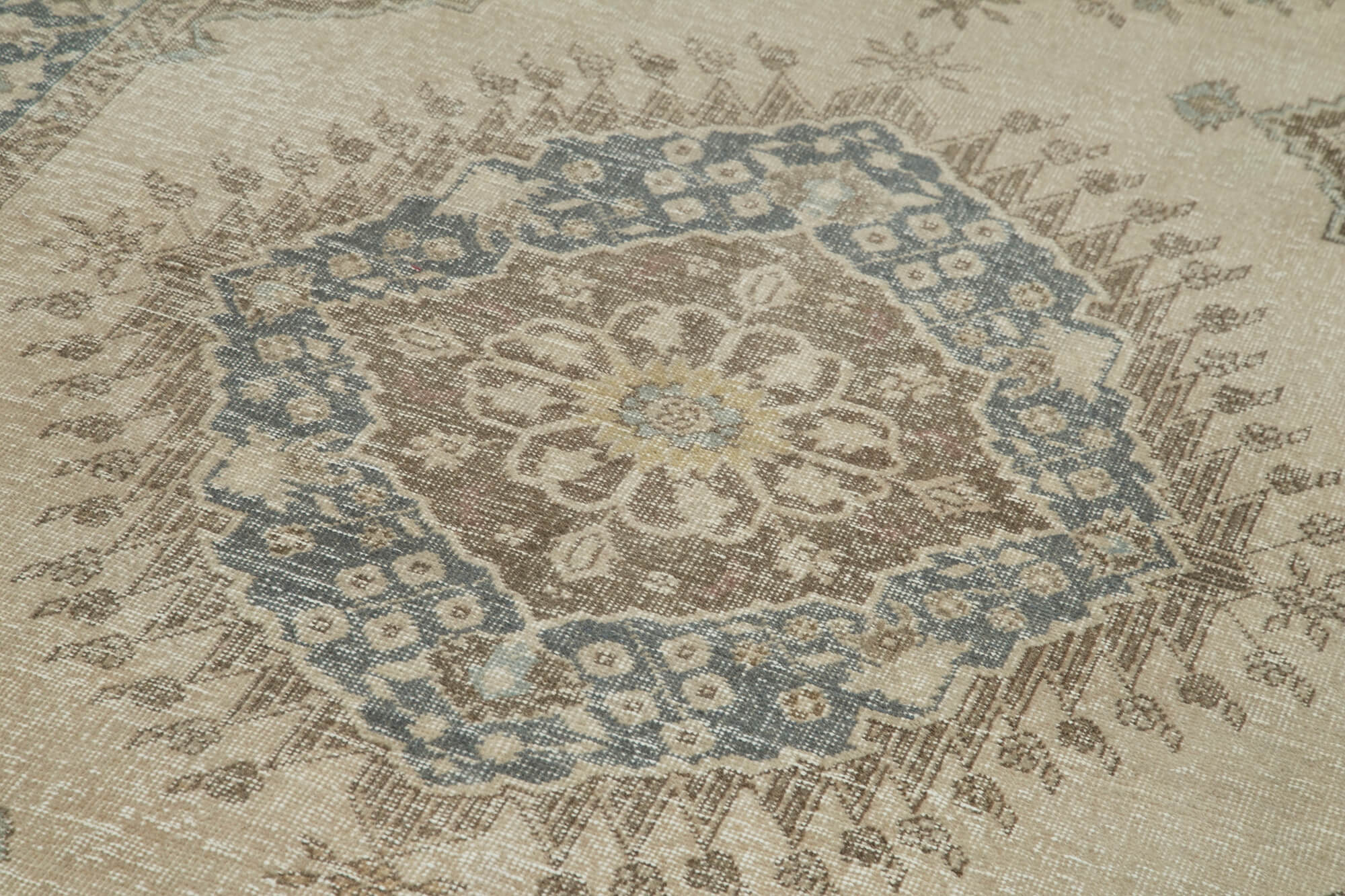 Vintage Handmade Area Rug – Beige Cotton Wool Carpet | Turkish Traditional Hand Knotted Rug 4'8''x12'5''