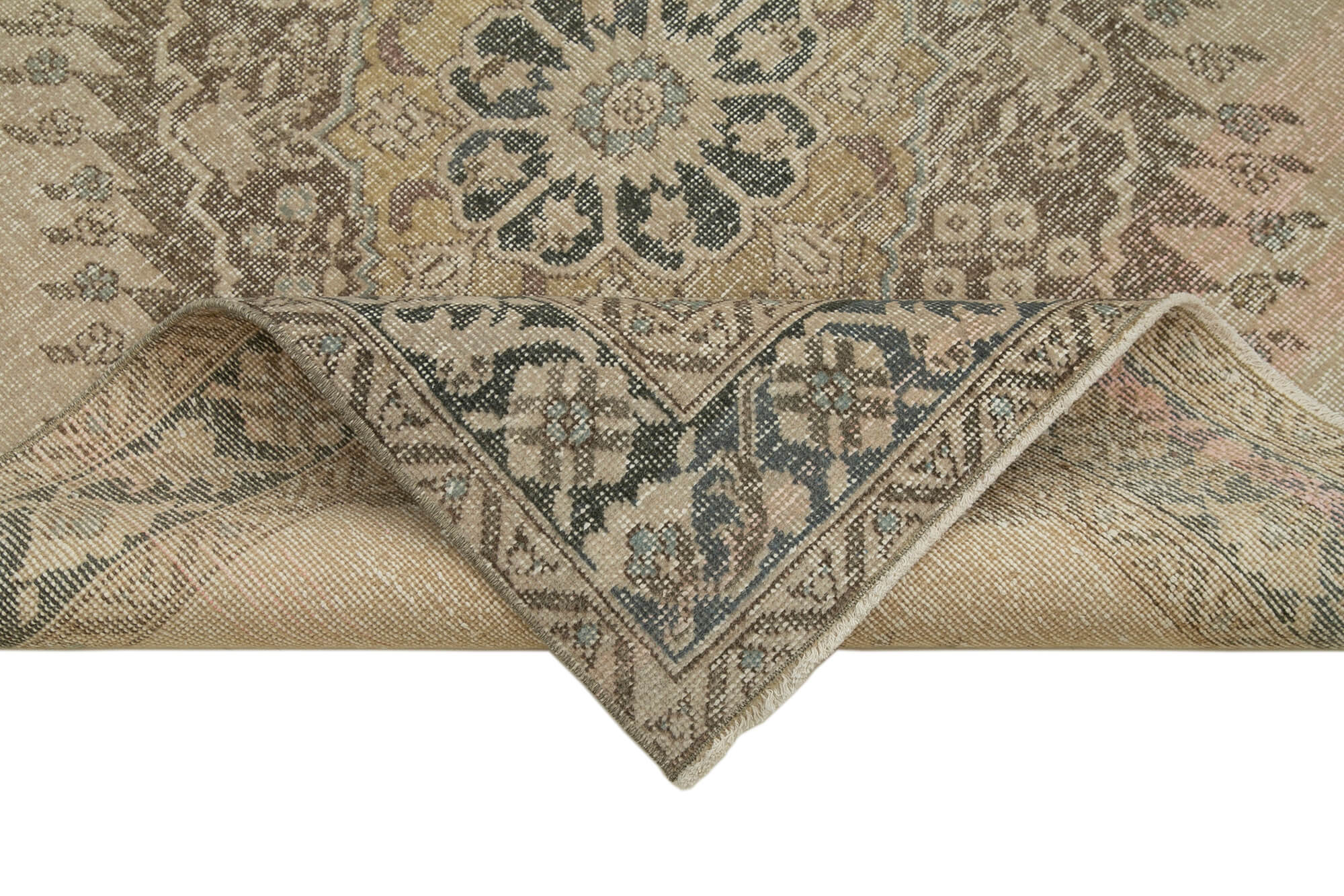 Vintage Handmade Area Rug – Beige Cotton Wool Carpet | Turkish Traditional Hand Knotted Rug 4'8''x12'5''