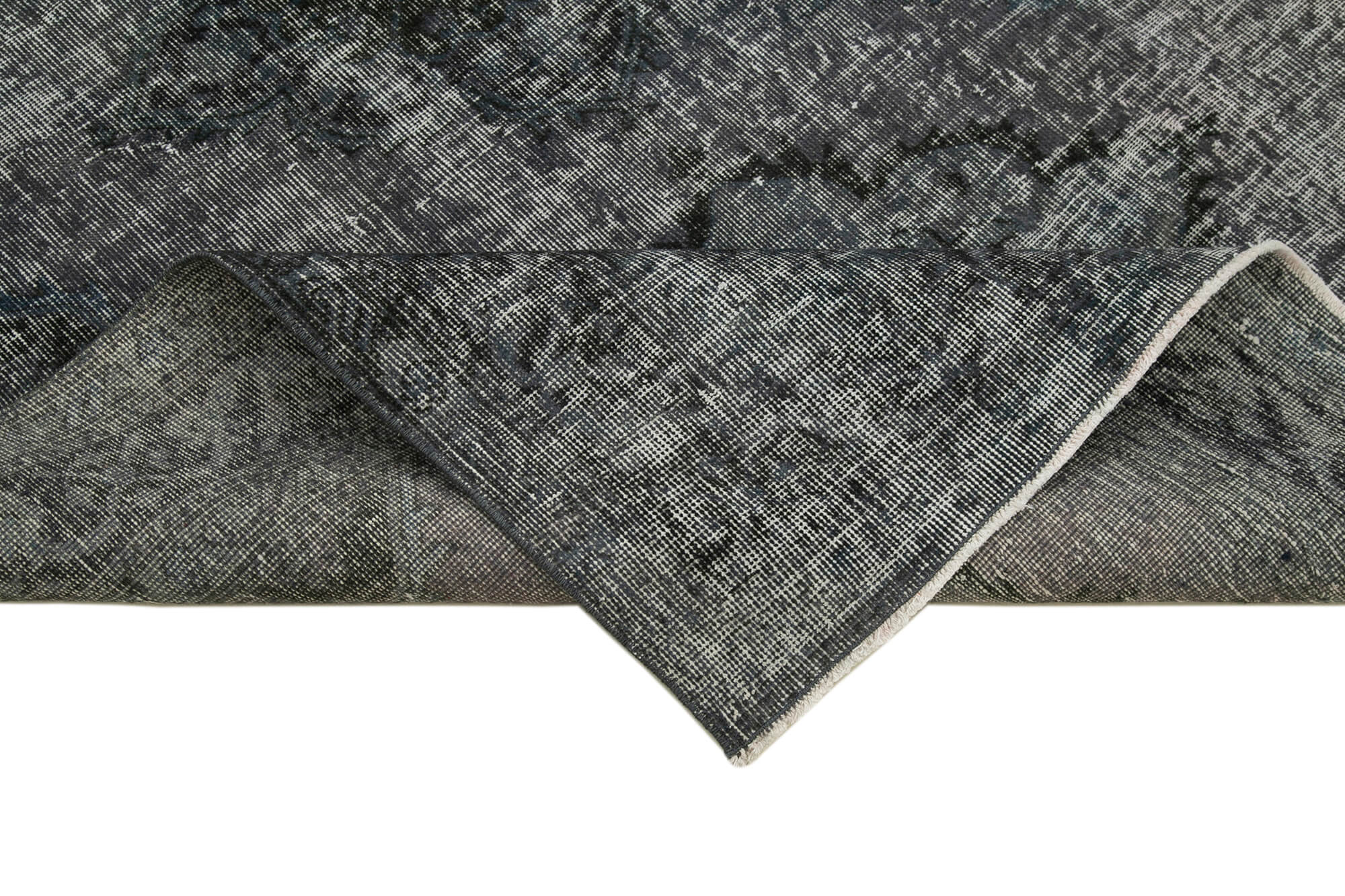 Handmade Wool Area Rug - Vintage Cotton Rug Grey 4'10'' x 11'1'' Classic Turkish Wool