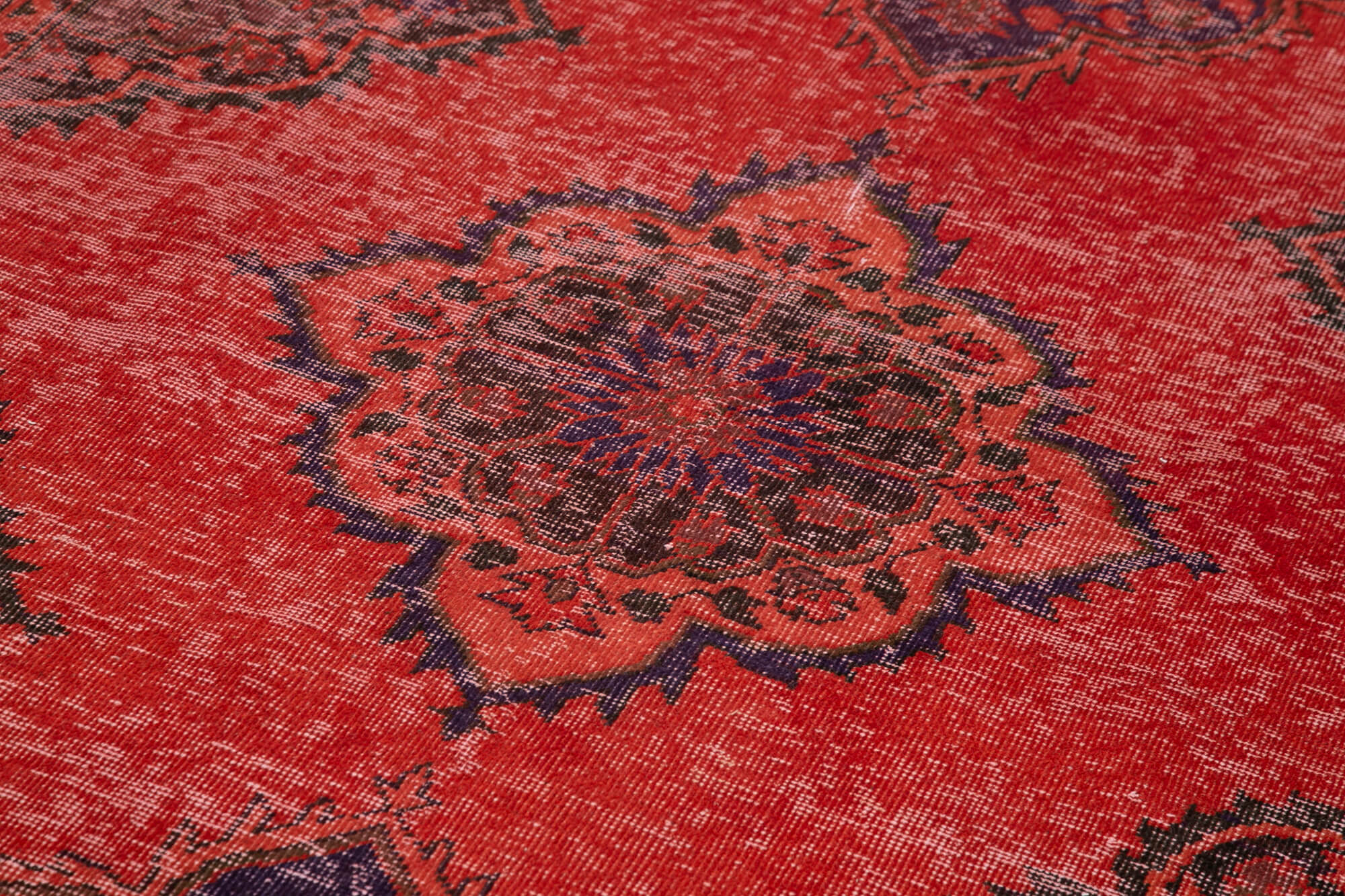 Handmade Wool Area Rug – Red Vintage Cotton Rug 4'11'' x 12'8'' | Turkish Hand Knotted Carpet