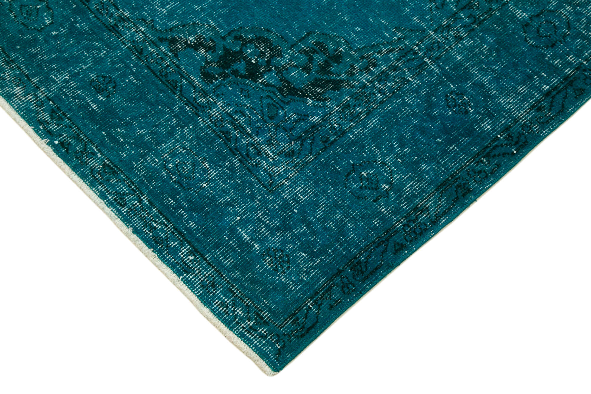 Handmade Vintage Area Rug – Turquoise Wool & Cotton Carpet 4'8''x13'1'' Boho Style