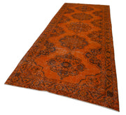Vintage Cotton Wool Rug - Handmade Area Rug 4'8'' x 12'4'' Orange Bohemian Style
