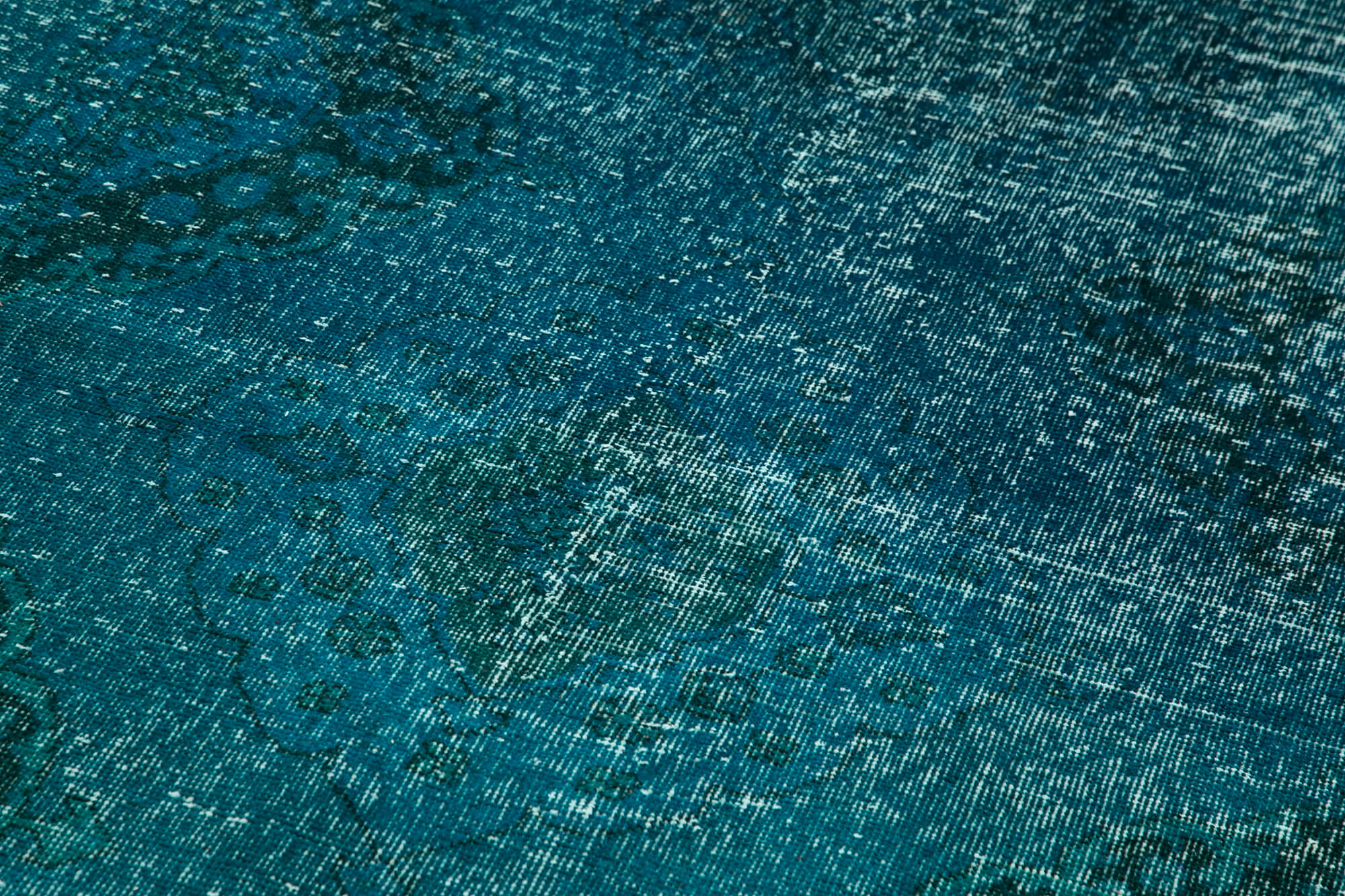 Handmade Vintage Area Rug – Turquoise Wool Rug | Cotton Wool Carpet 4'8''x12'9''