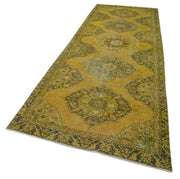 Vintage Cotton Wool Rug - Handmade Area Rug 4'4'' x 13'0'' | Turkish Wool Carpet