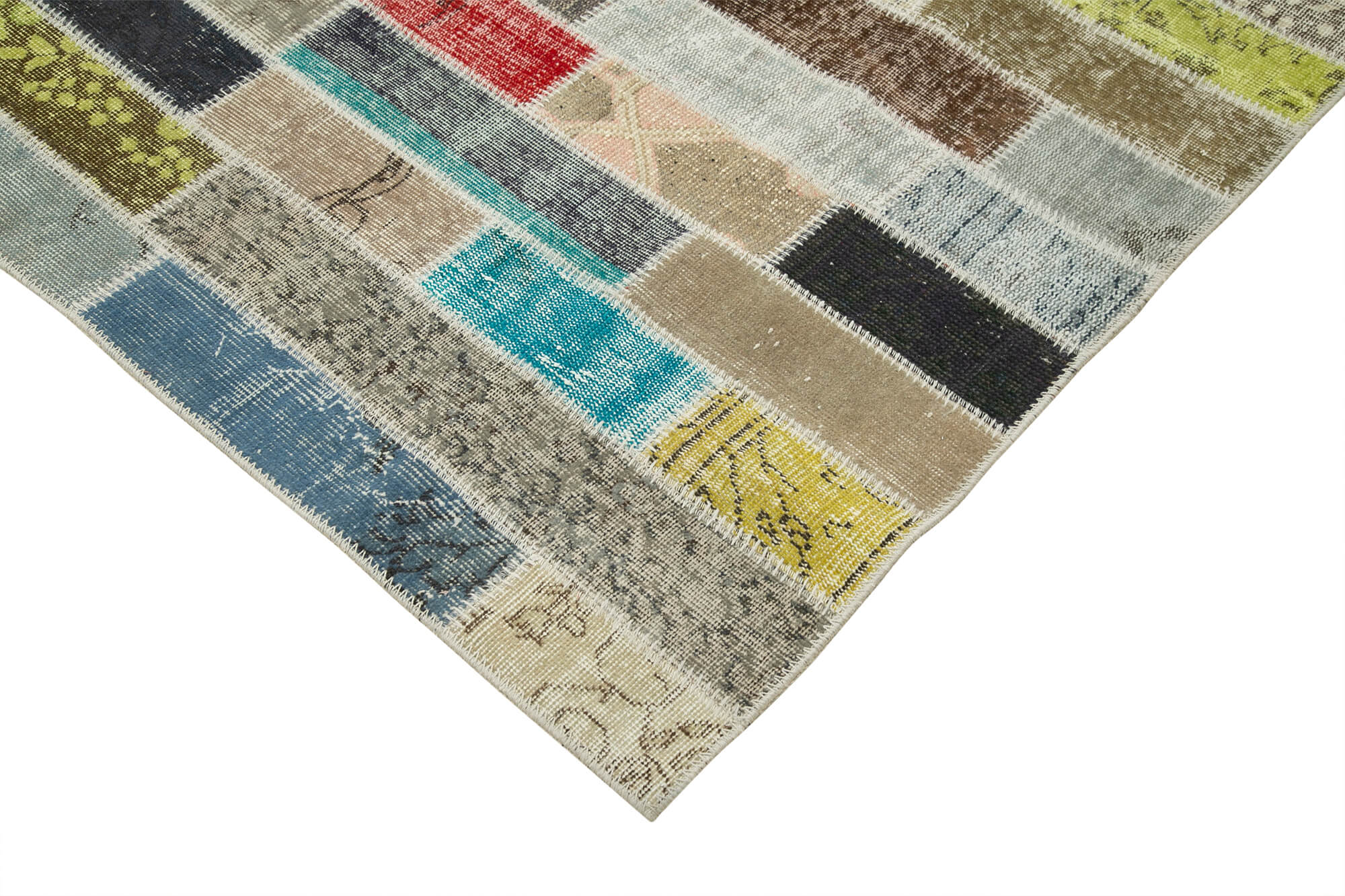 Handmade Area Rug - Kirk Yama Pink Patchwork Cotton Wool Carpet 9'11''x13'5''