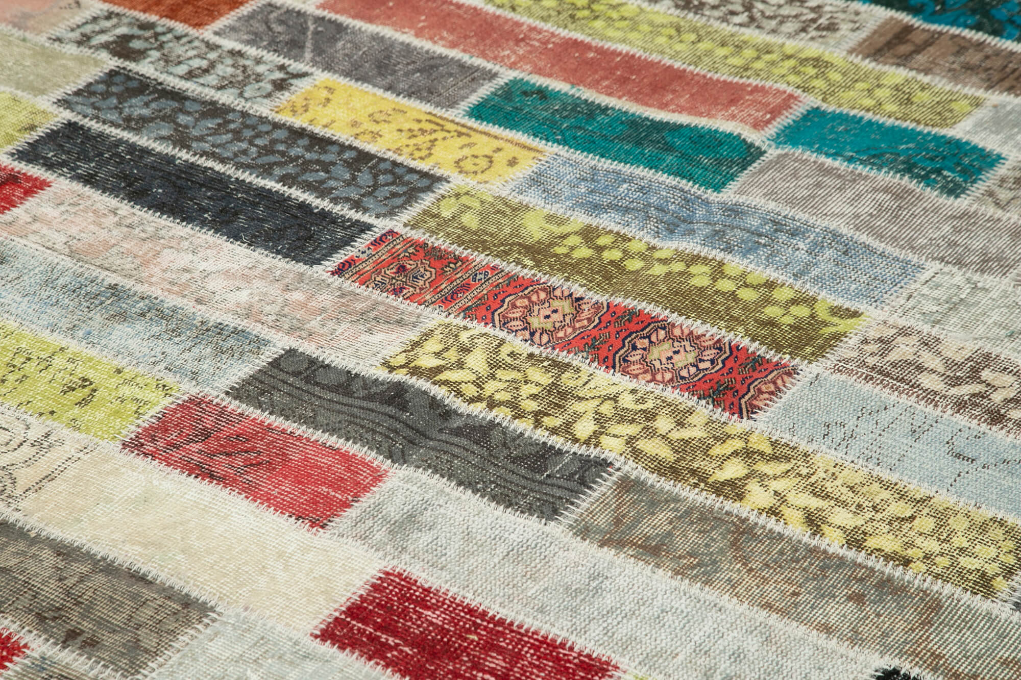Handmade Area Rug - Kirk Yama Pink Patchwork Cotton Wool Carpet 9'11''x13'5''