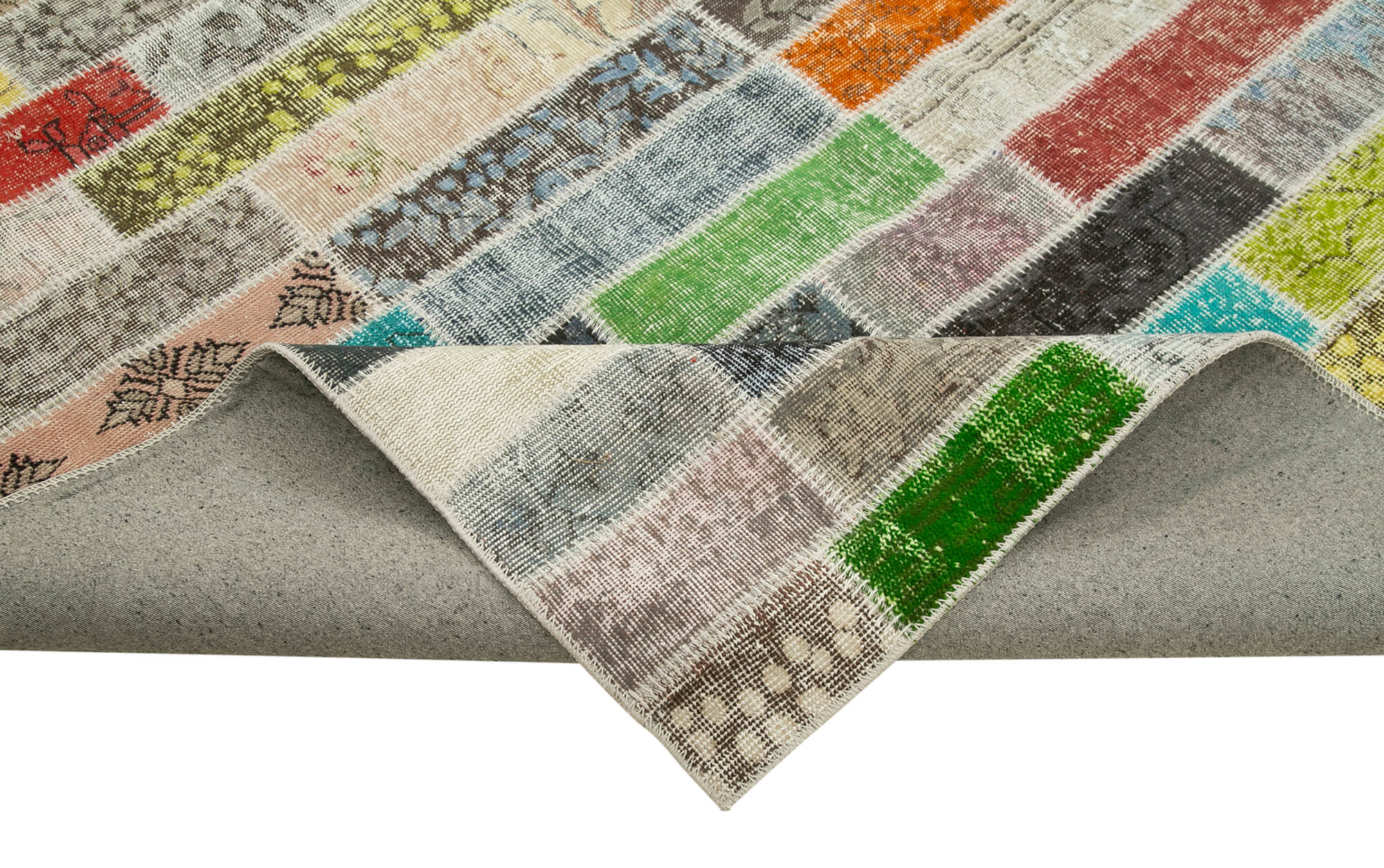 Handmade Area Rug - Kirk Yama Pink Patchwork Cotton Wool Carpet 9'11''x13'5''