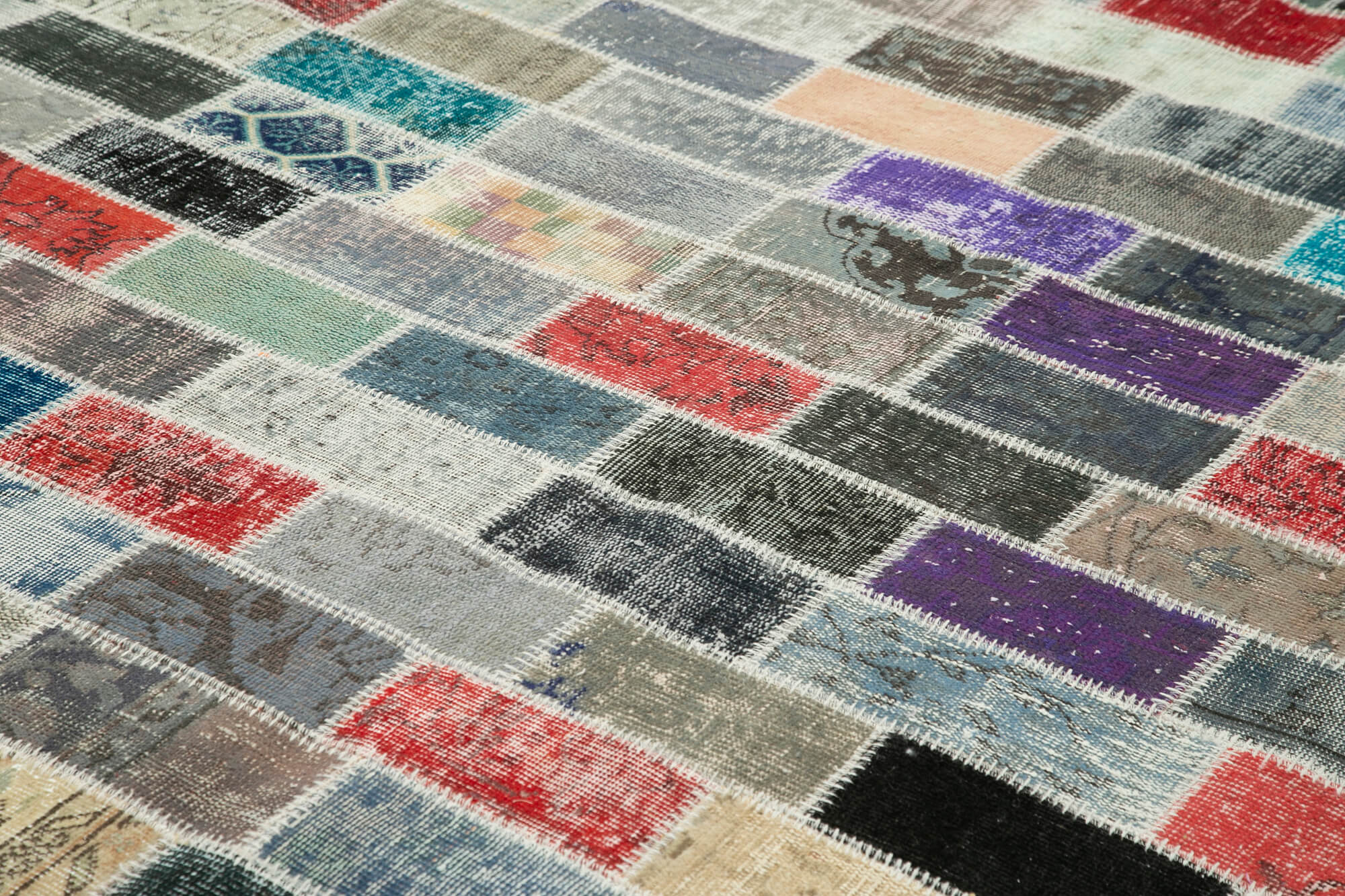 Handmade Wool Area Rug – Pink Patchwork Carpet Cotton Wool Rug 10'1''x13'1''