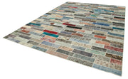 Handmade Wool Area Rug – Pink Patchwork Rug | Cotton Wool Rug, Vintage Design 9'10''x13'3''