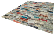 Handmade Patchwork Rug - Kirk Yama Pink Cotton Wool Vintage Area Carpet 9'10''x13'2''