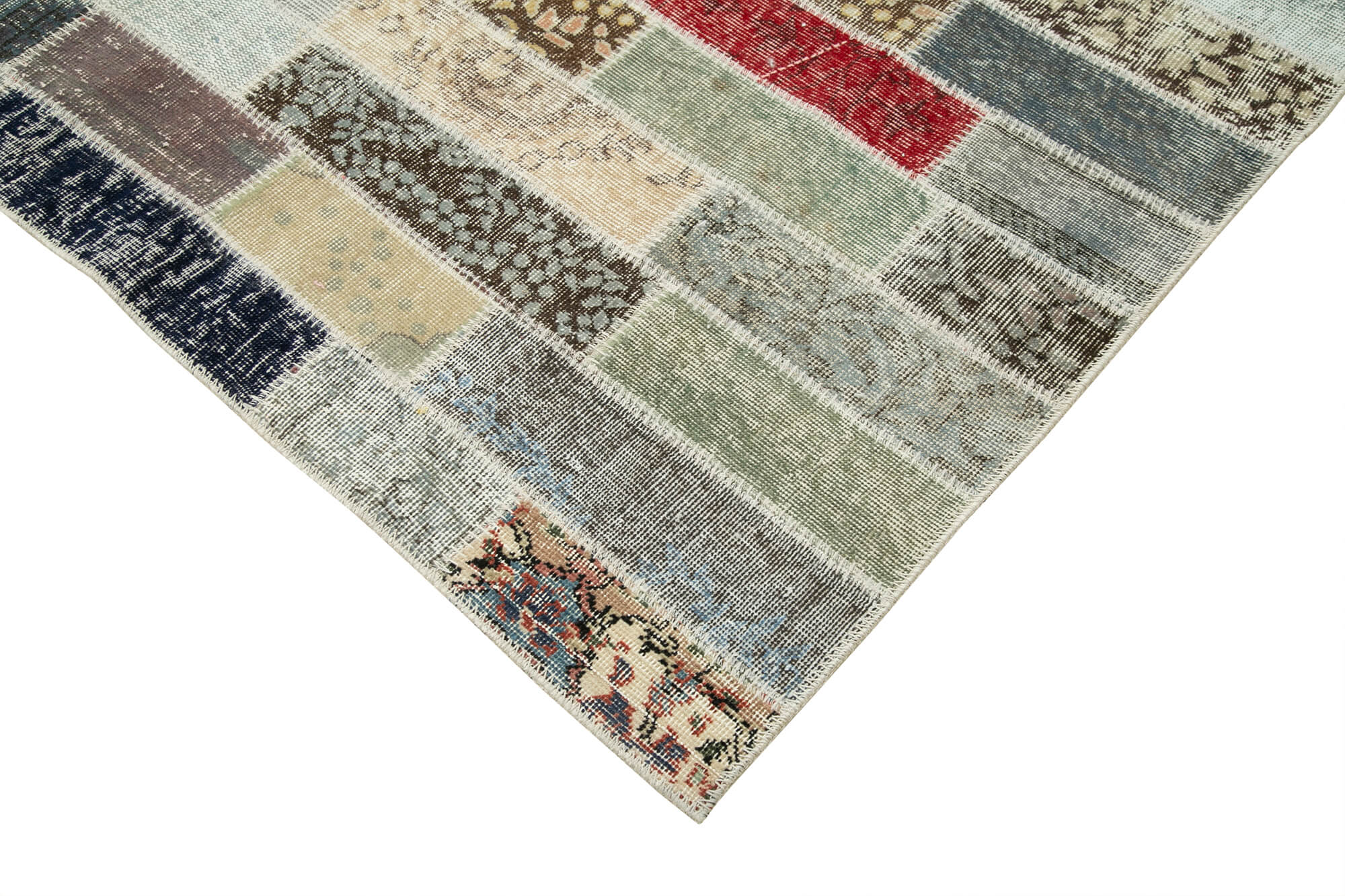 Handmade Patchwork Rug - Kirk Yama Pink Cotton Wool Vintage Area Carpet 9'10''x13'2''
