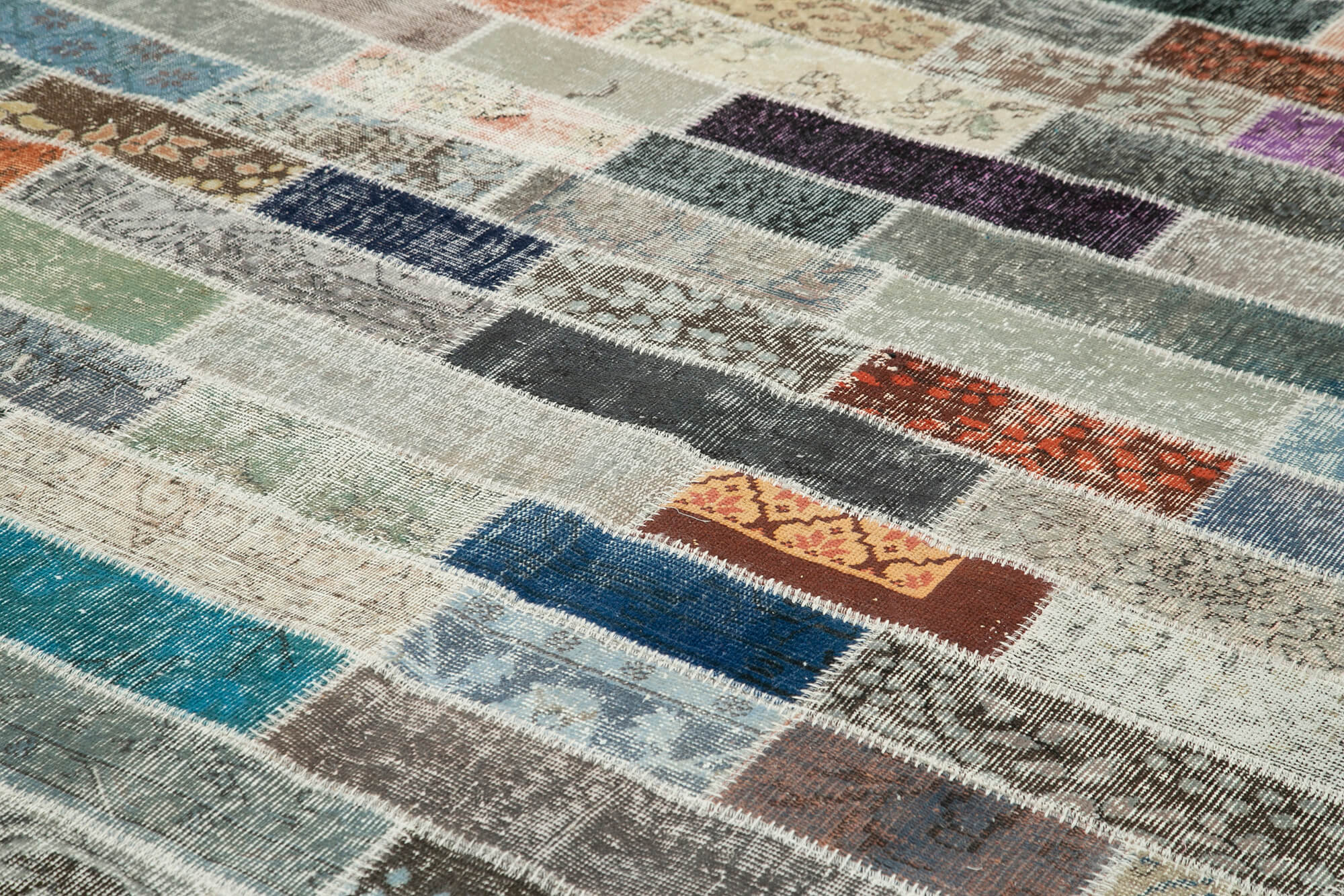 Handmade Patchwork Rug - Kirk Yama Pink Cotton Wool Vintage Area Carpet 9'10''x13'2''