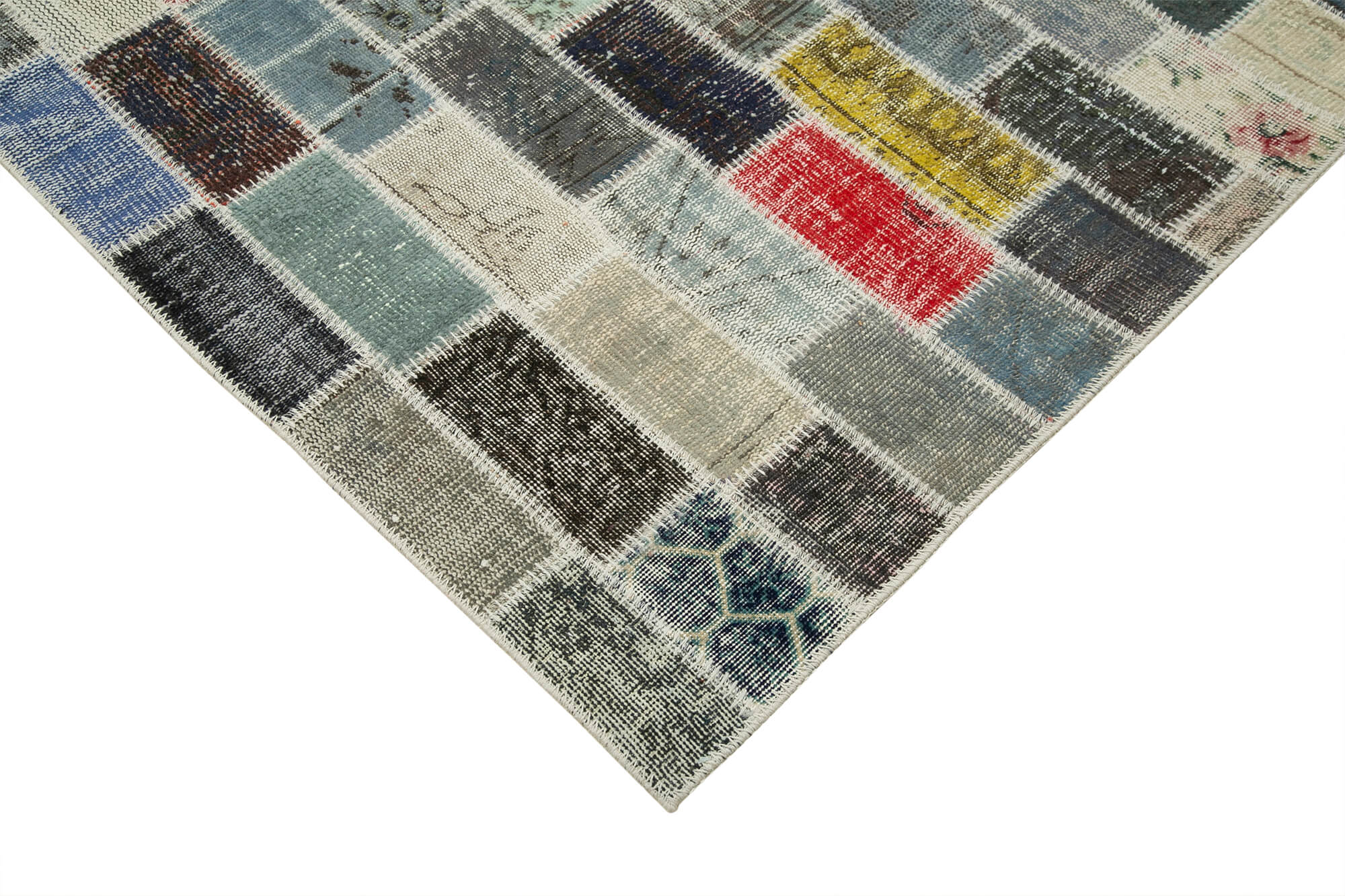 Handmade Area Rug | Pink Patchwork Rug 10'x13'6" - Vintage Wool Carpet by Agacan