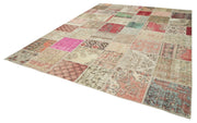 Handmade Area Rug - Kirk Yama Beige Patchwork Cotton Wool Carpet 10'x13'4''