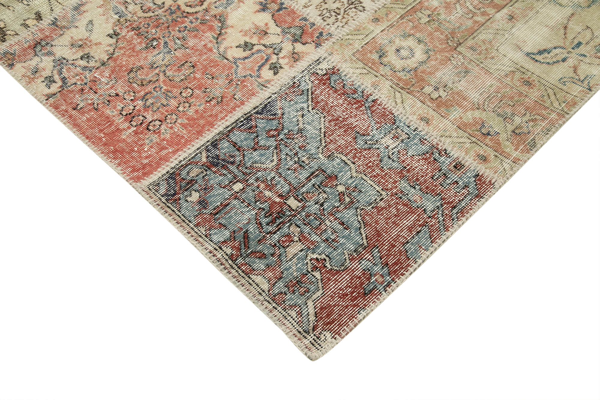 Handmade Area Rug - Kirk Yama Beige Patchwork Cotton Wool Carpet 10'x13'4''