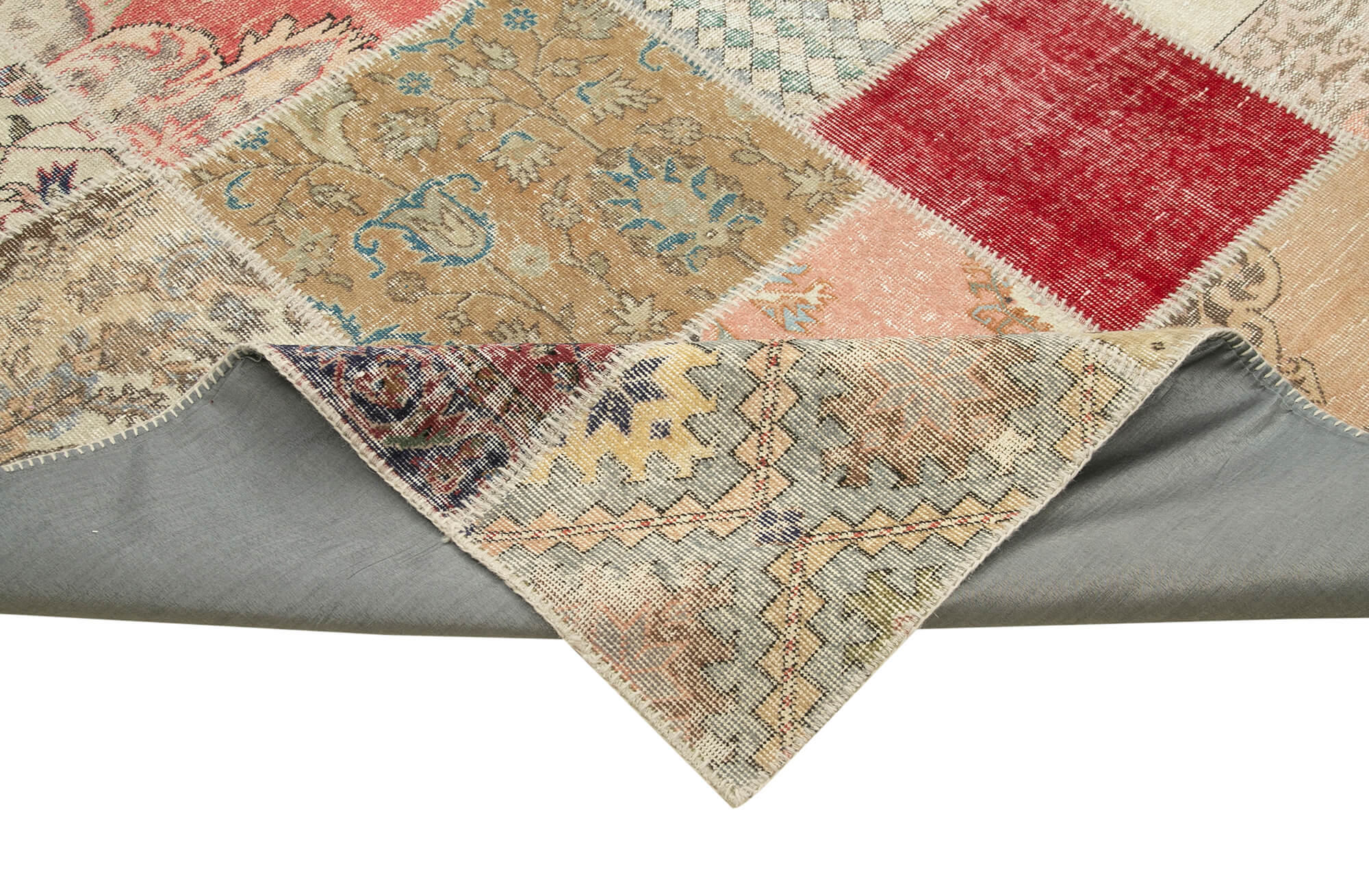 Handmade Area Rug - Kirk Yama Beige Patchwork Cotton Wool Carpet 10'x13'4''