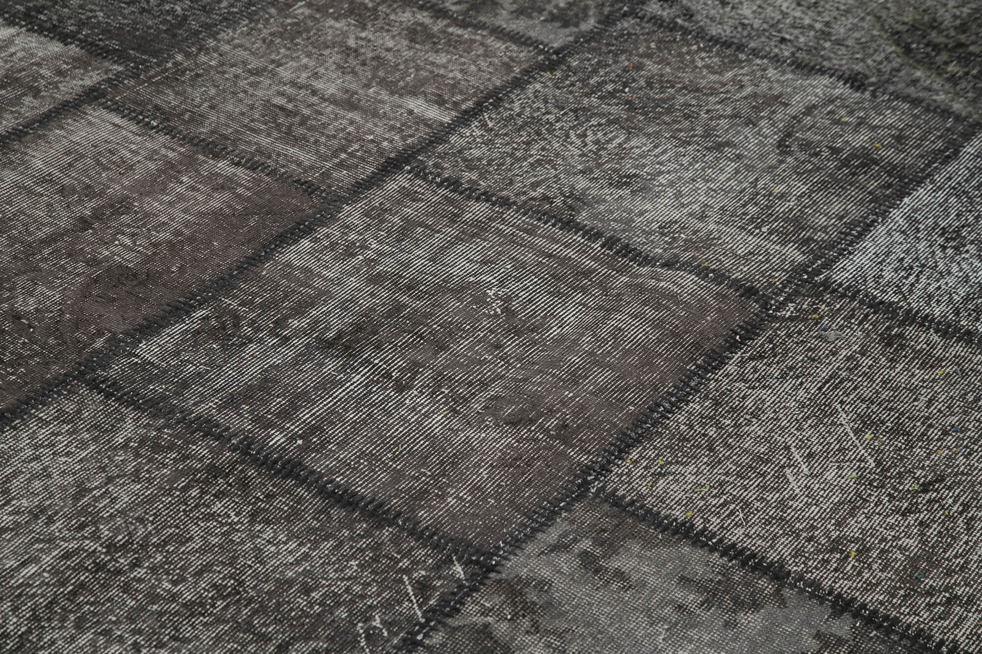 Handmade Area Rug - Kirk Yama Black Patchwork Cotton Wool Carpet 9'11''x13'2''