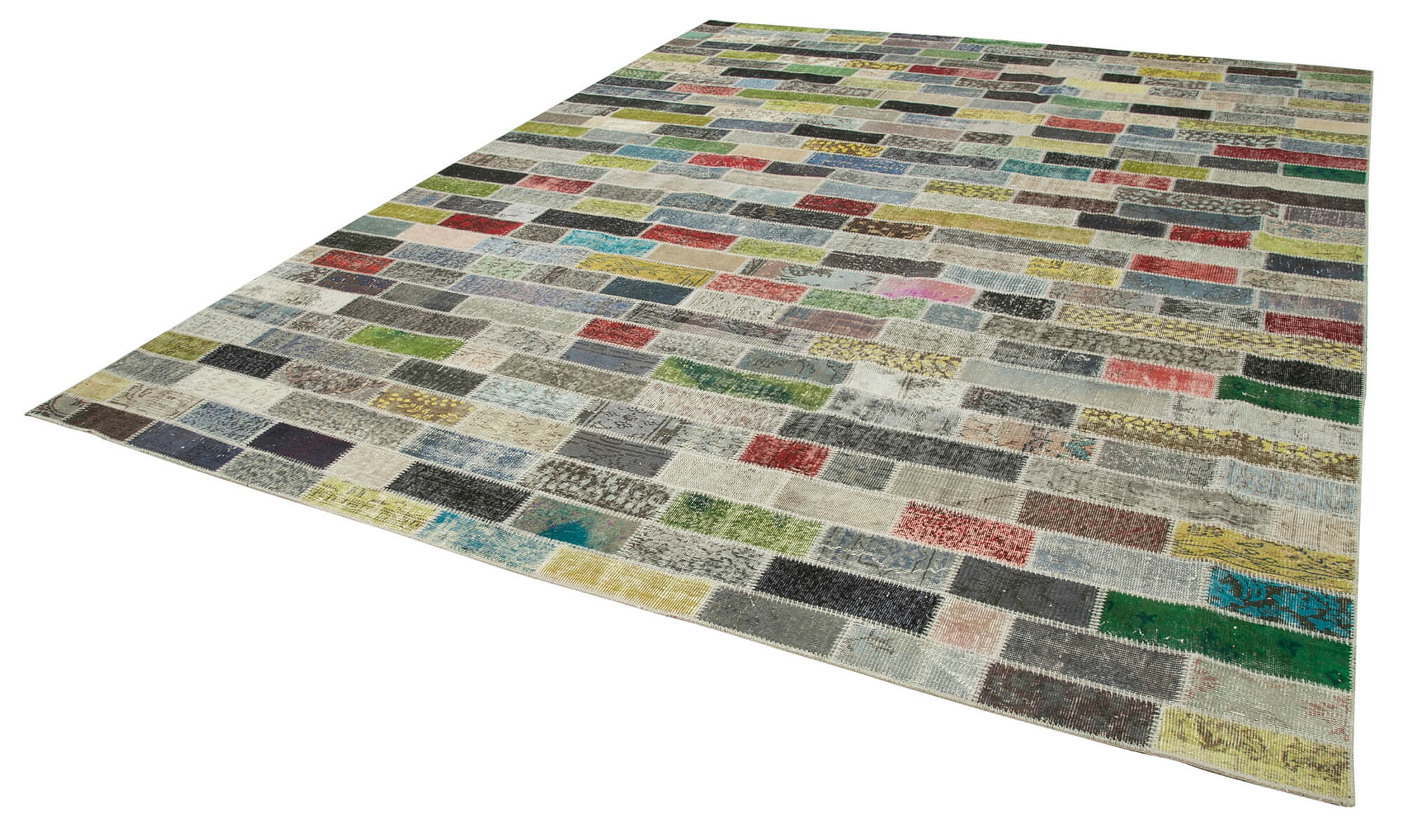 Kirk Yama Pink Patchwork Cotton Wool Handmade Area Rug 9'10'' x 12'8''