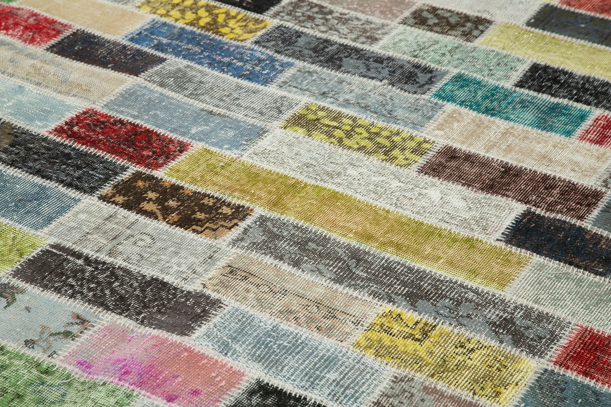 Kirk Yama Pink Patchwork Cotton Wool Handmade Area Rug 9'10'' x 12'8''