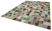 Handmade Patchwork Area Rug – Pink Patchwork Rug Cotton Wool Carpet 10'x13'3''