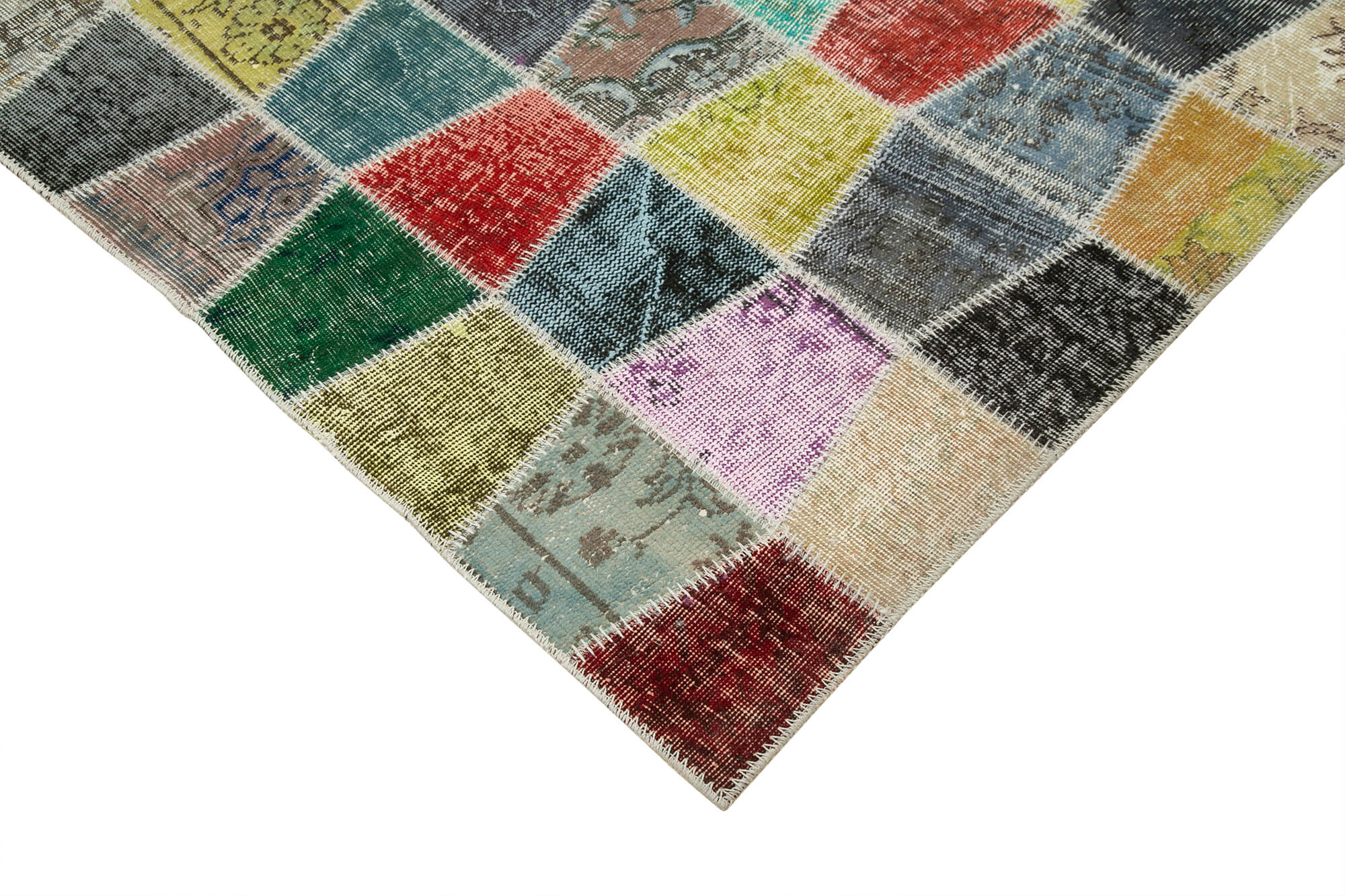 Handmade Patchwork Area Rug – Pink Patchwork Rug Cotton Wool Carpet 10'x13'3''