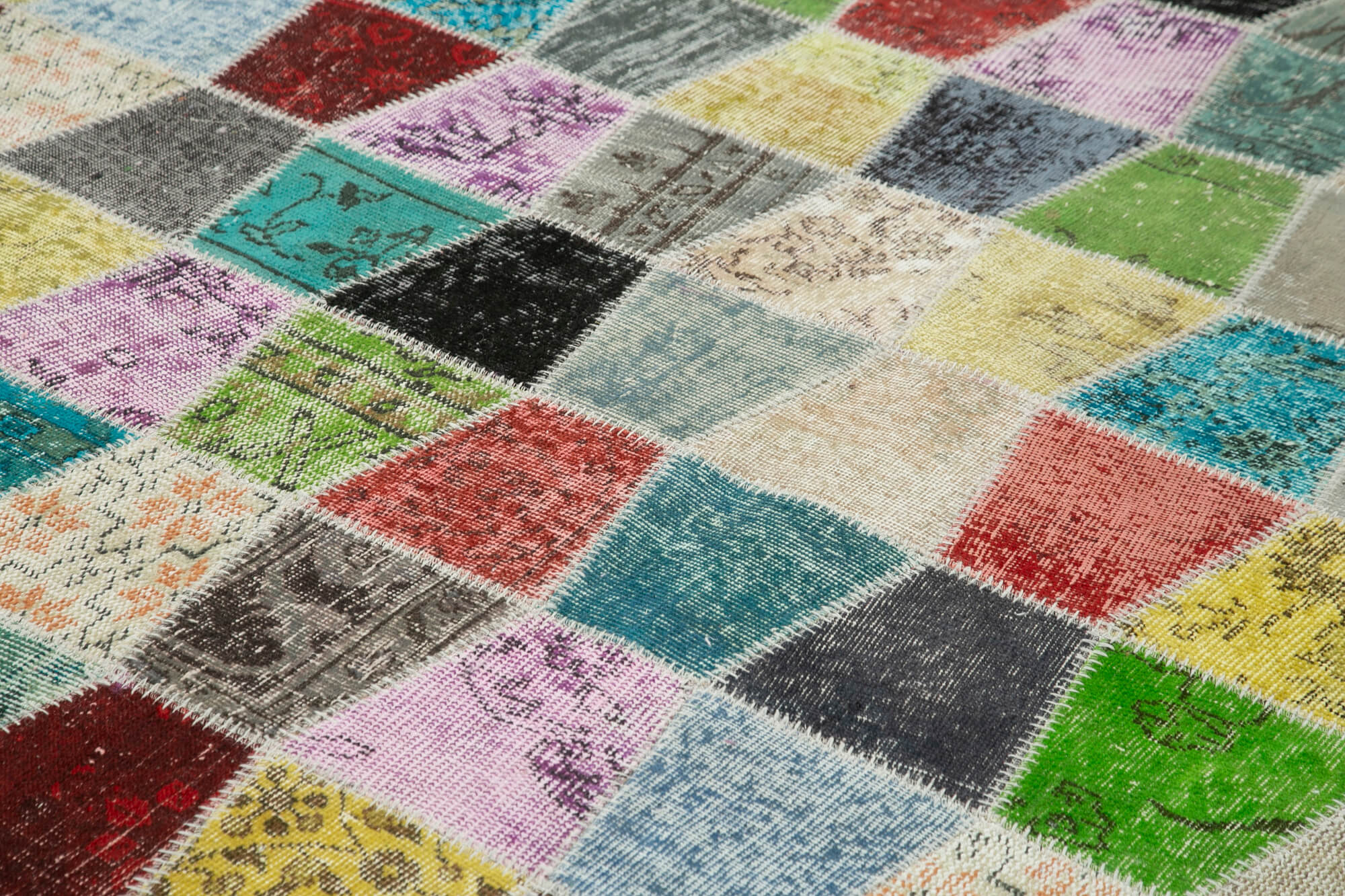 Handmade Patchwork Area Rug – Pink Patchwork Rug Cotton Wool Carpet 10'x13'3''