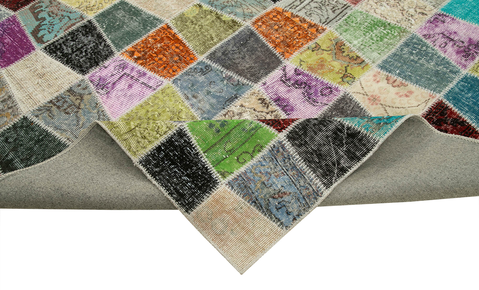 Handmade Patchwork Area Rug – Pink Patchwork Rug Cotton Wool Carpet 10'x13'3''