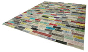 Handmade Patchwork Rug - Kirk Yama Pink Patchwork Carpet, Cotton Wool Blend 9'11''x12'8''