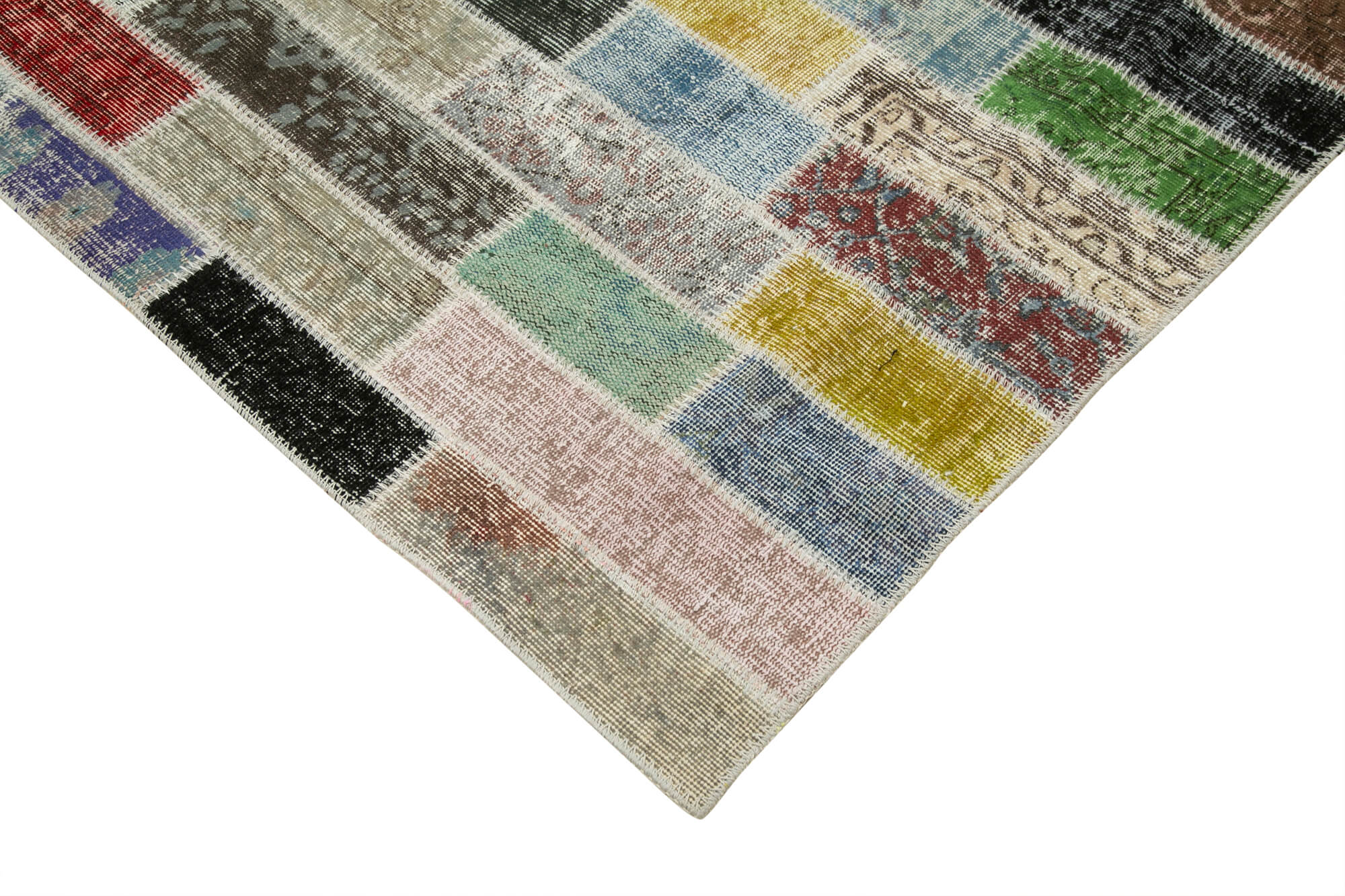 Handmade Patchwork Rug - Kirk Yama Pink Patchwork Carpet, Cotton Wool Blend 9'11''x12'8''