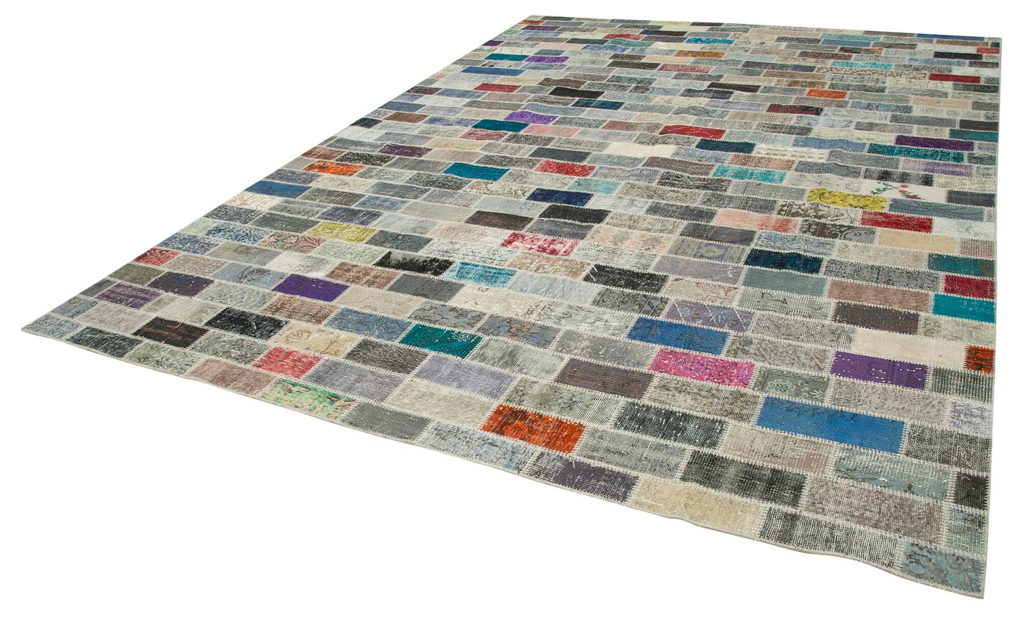 Handmade Patchwork Area Rug | Vintage Turkish Rug Cotton Wool Soft Floor Covering