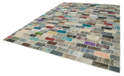 Handmade Patchwork Rug - Kirk Yama Pink Cotton Wool Vintage Area Carpet 9'9"x13'1"