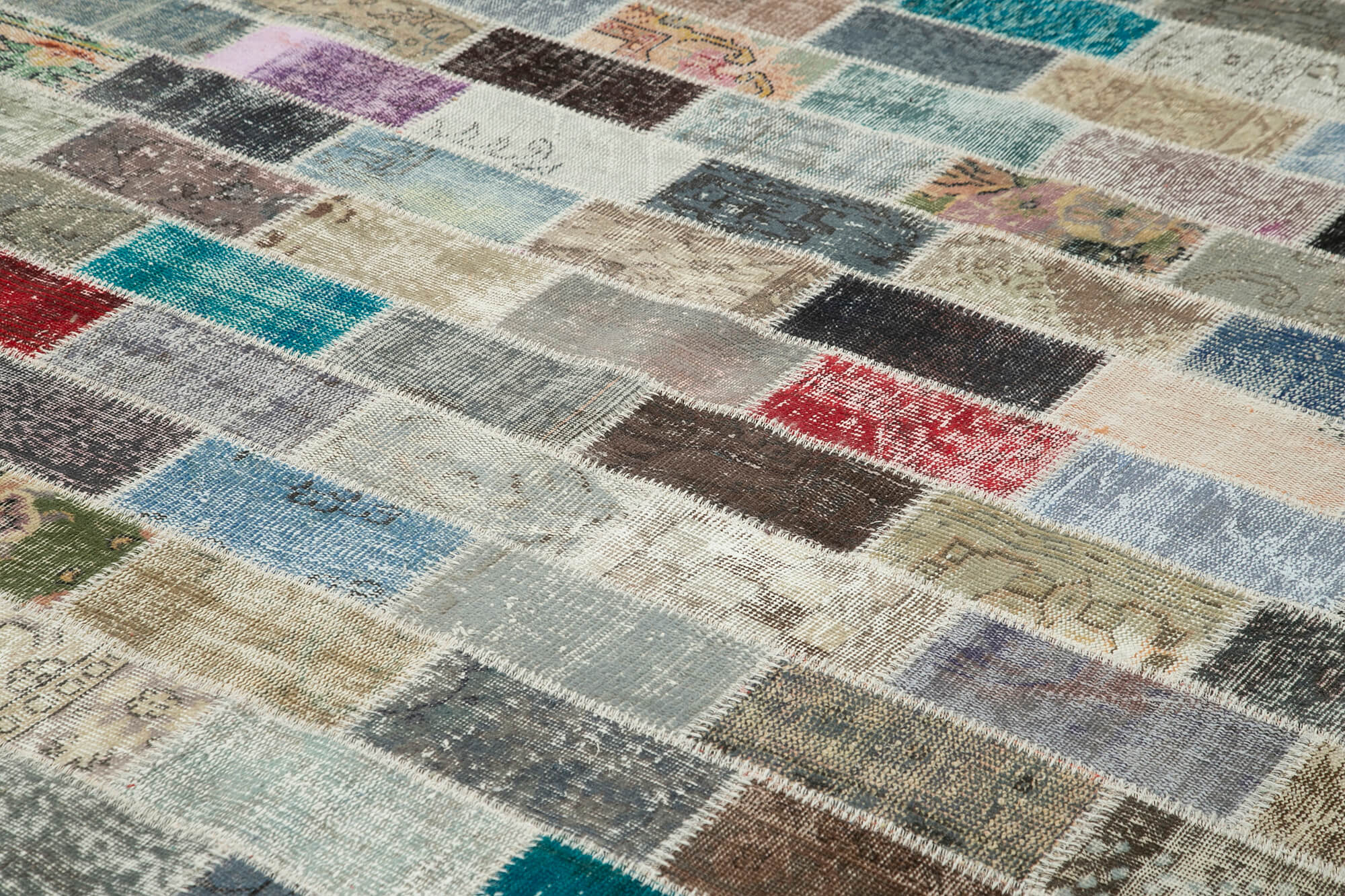 Handmade Patchwork Rug - Kirk Yama Pink Cotton Wool Vintage Area Carpet 9'9"x13'1"