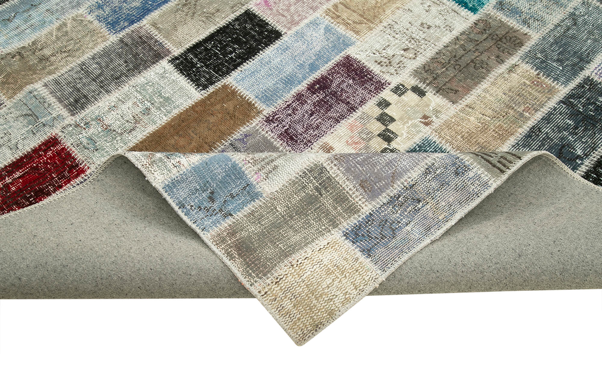 Handmade Patchwork Rug - Kirk Yama Pink Cotton Wool Vintage Area Carpet 9'9"x13'1"