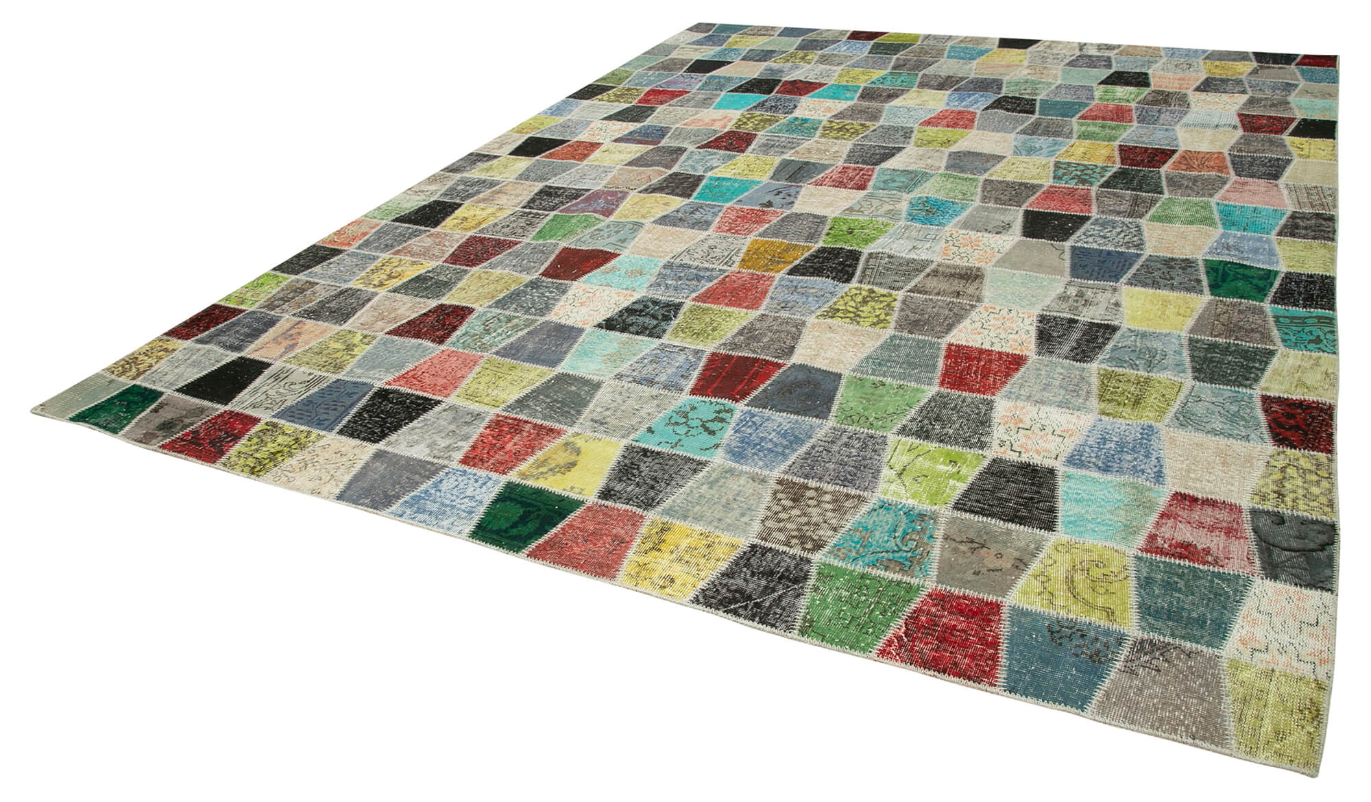 Handmade Patchwork Rug – Kirk Yama Grey Cotton Wool Area Rug 10'1''x13'2''