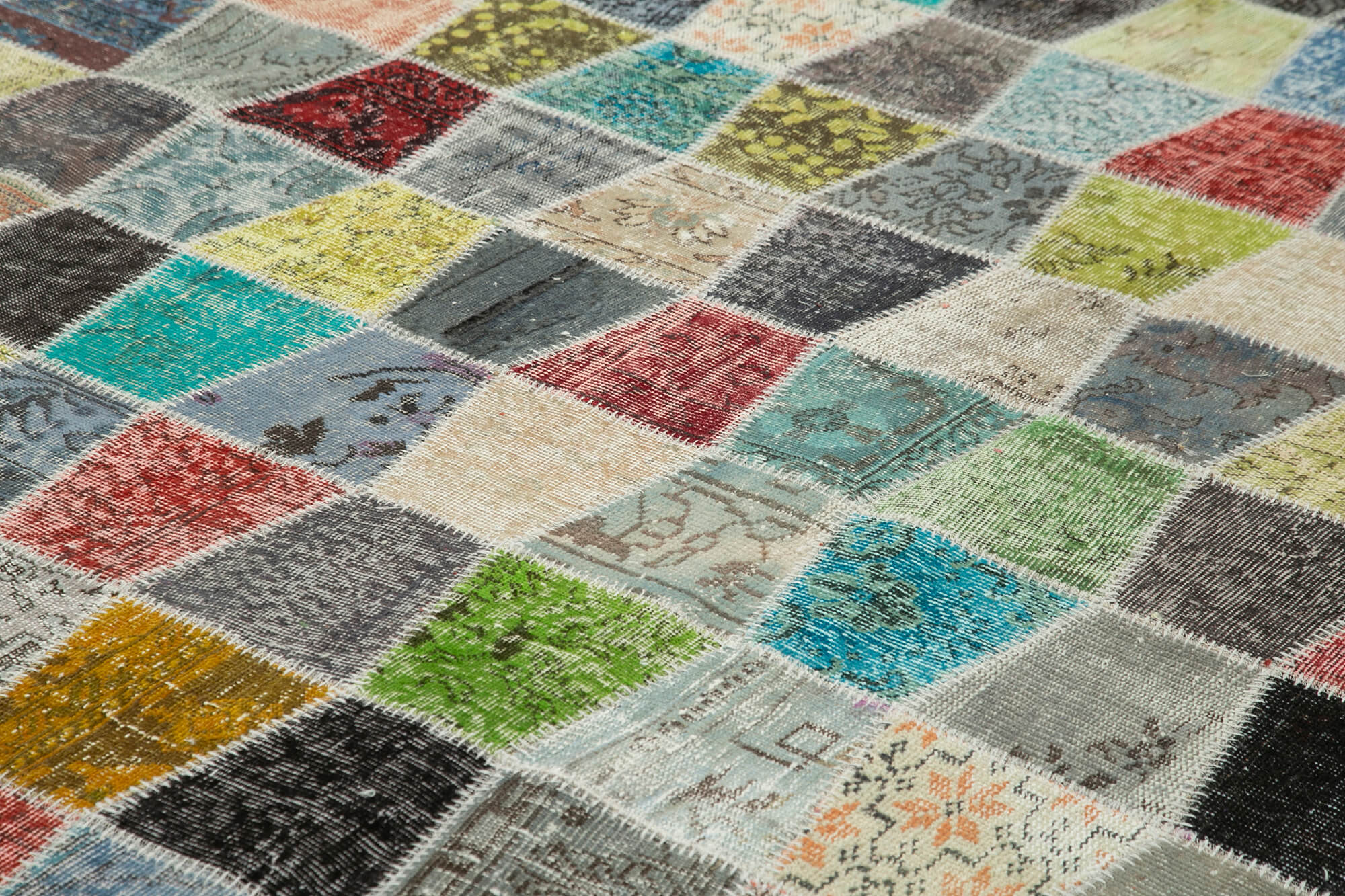 Handmade Patchwork Rug – Kirk Yama Grey Cotton Wool Area Rug 10'1''x13'2''
