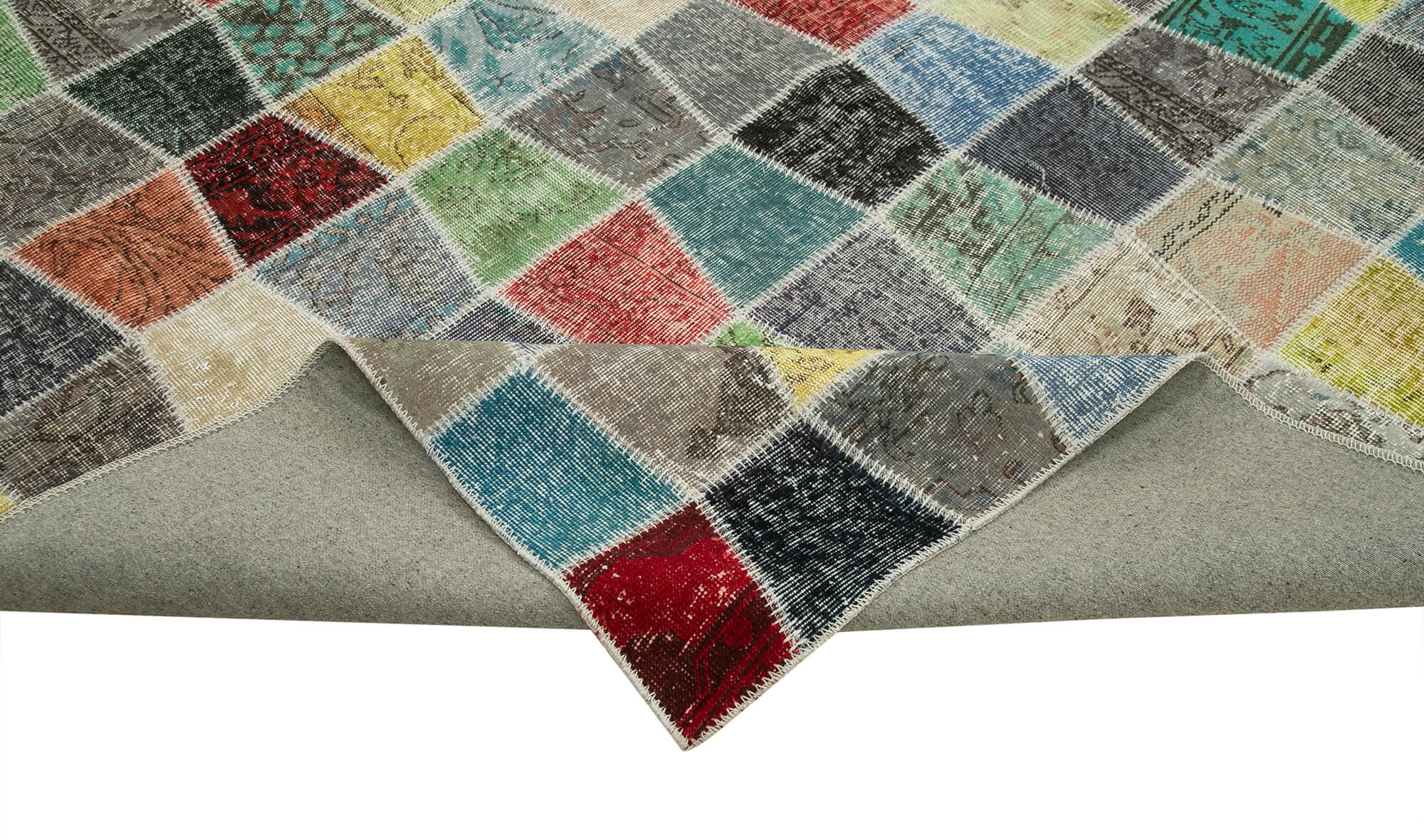 Handmade Patchwork Rug – Kirk Yama Grey Cotton Wool Area Rug 10'1''x13'2''