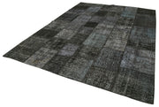 Handmade Patchwork Rug – Black Patchwork Carpet Cotton Wool Area Rug 8'4" x 11'7"